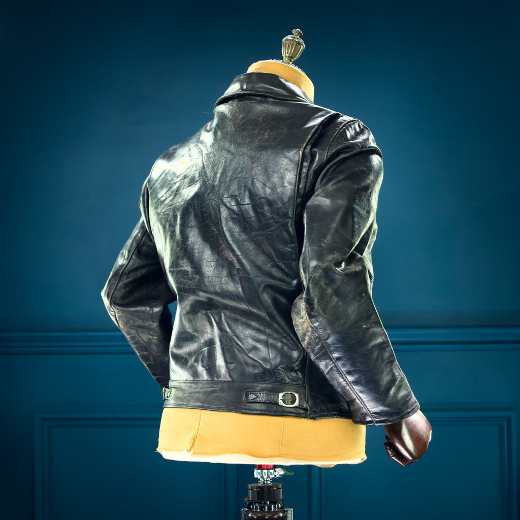 Vintage 1960s British Steerhide Black Single Rider Highwayman Leather Jacket “S”