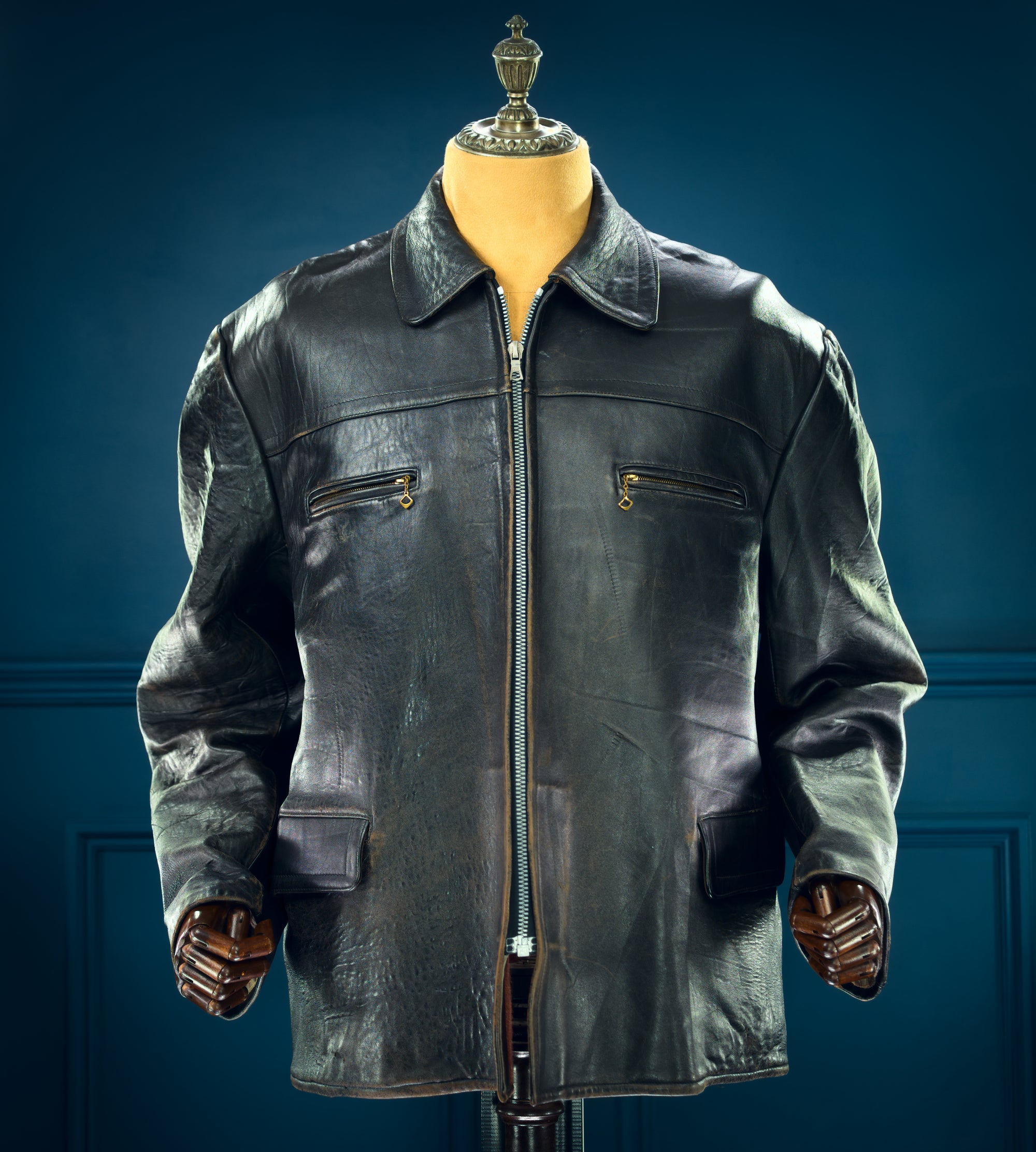 Vintage 1950s German Sheepskin Single Rider Worker Chore Leather Jacket “XL”