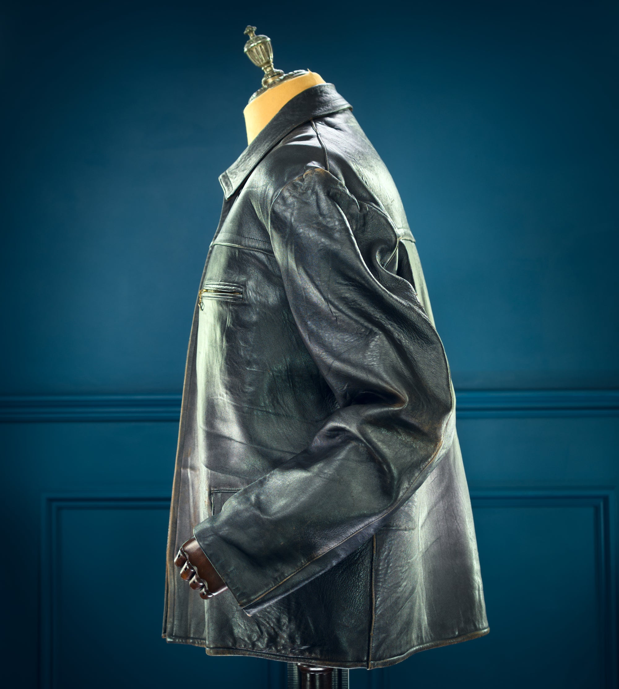 Vintage 1950s German Sheepskin Single Rider Worker Chore Leather Jacket “XL”