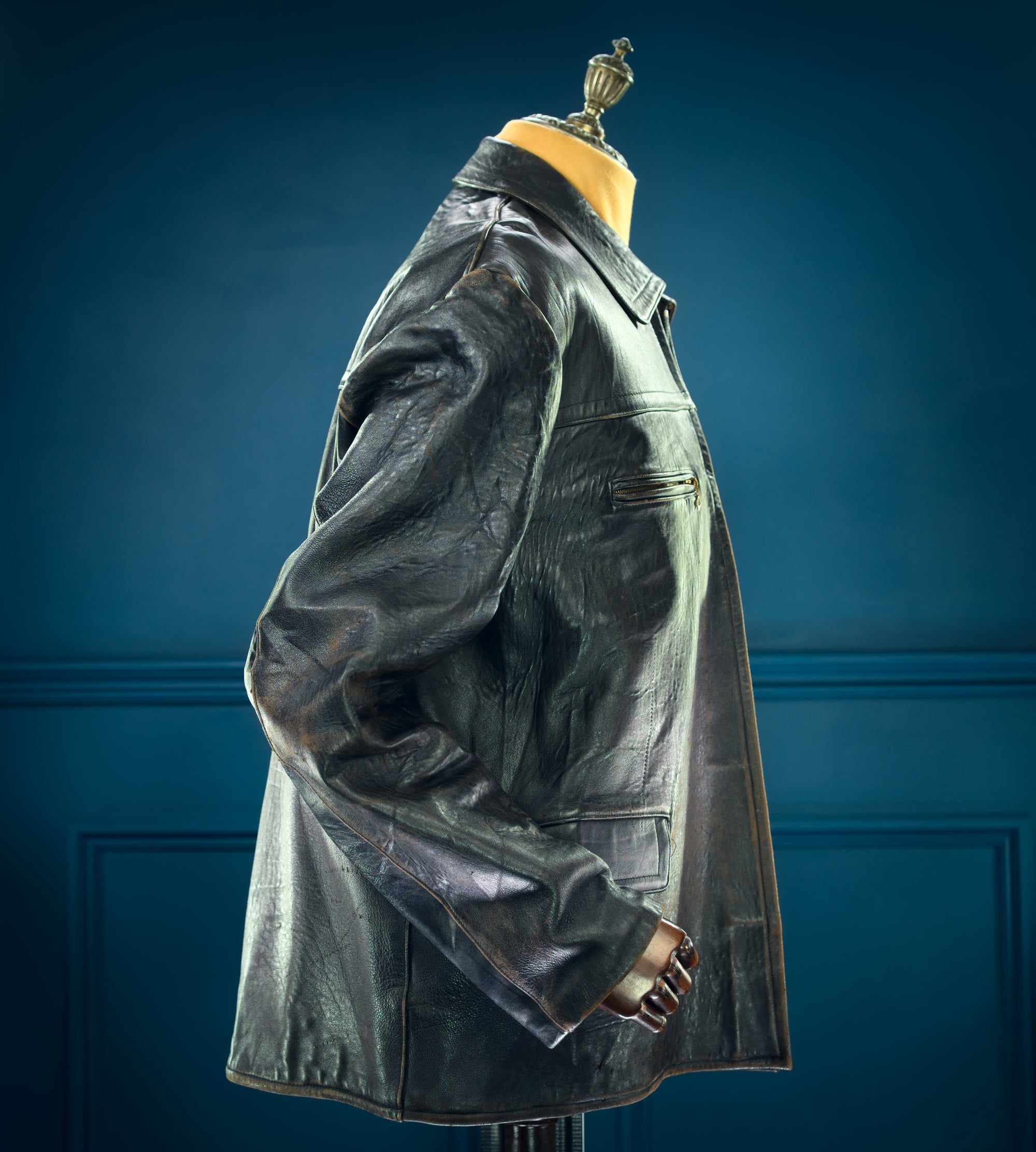 Vintage 1950s German Sheepskin Single Rider Worker Chore Leather Jacket “XL”