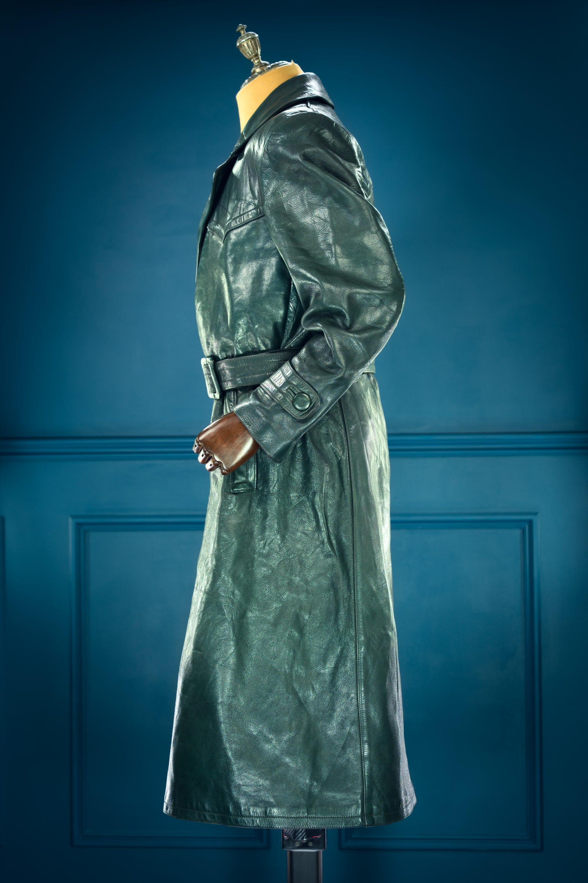 Vintage 1950s West German Cold War Border Guard Trench Coat Leather Jacket “M”