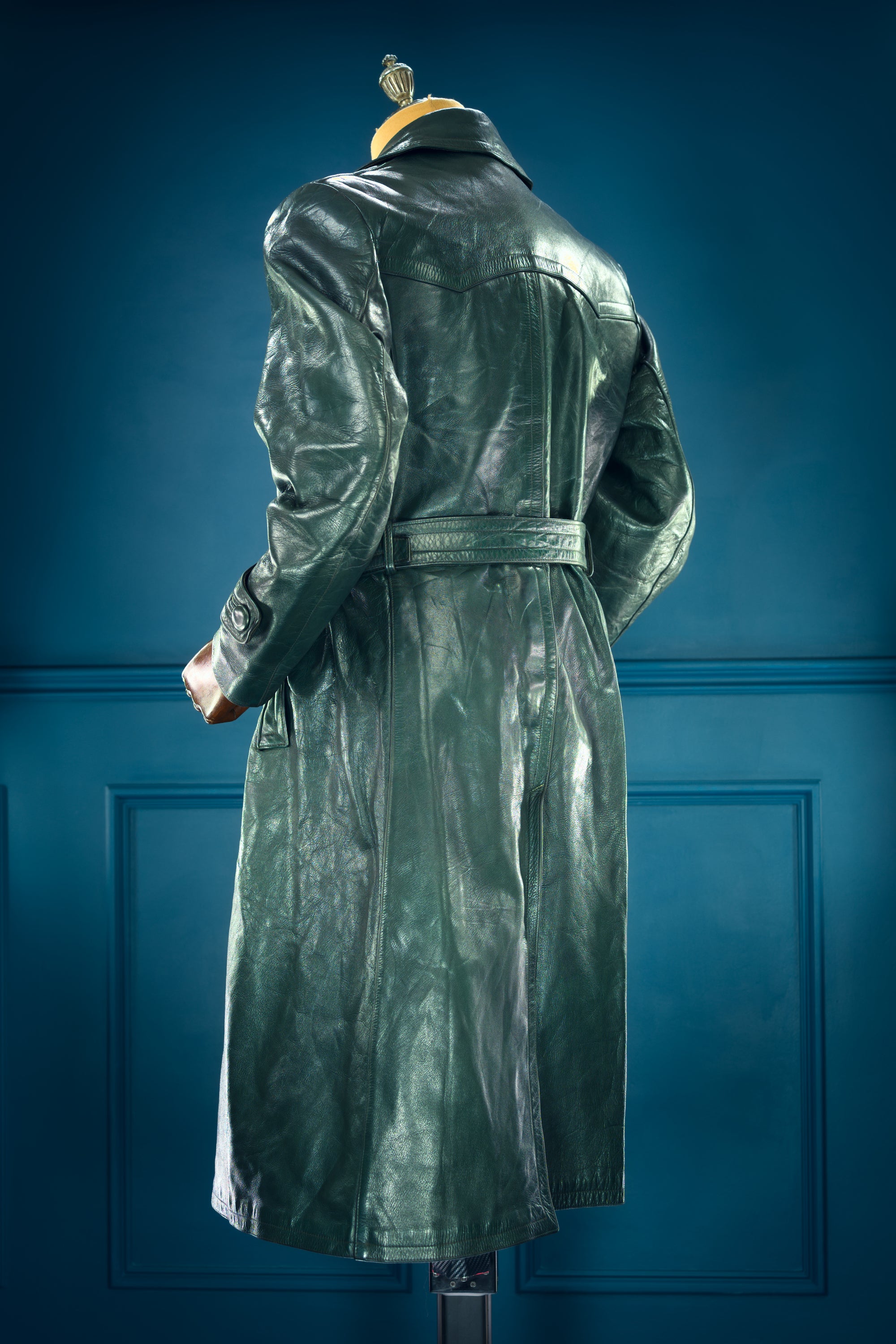 Vintage 1950s West German Cold War Border Guard Trench Coat Leather Jacket “M”