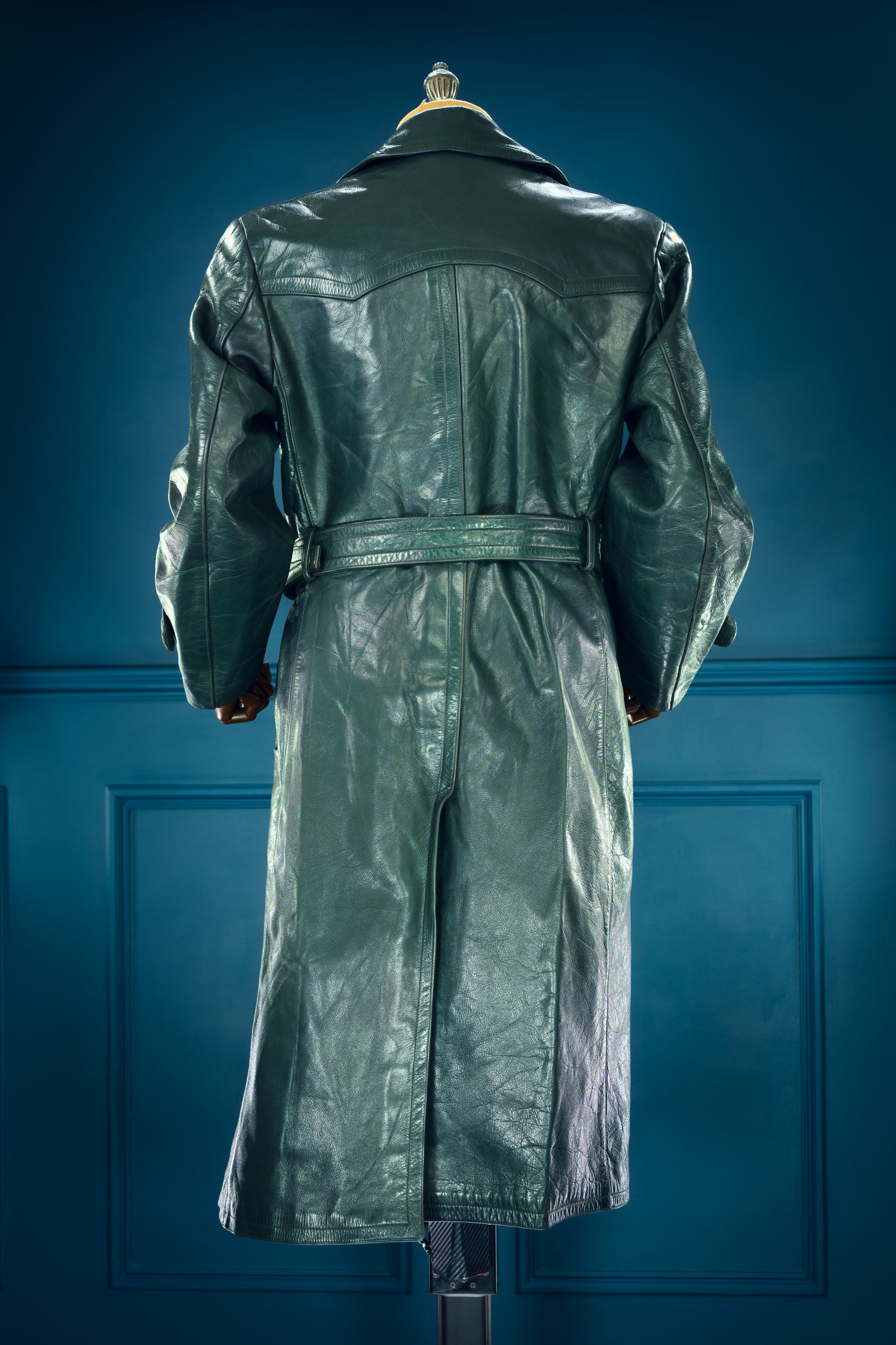 Vintage 1950s West German Cold War Border Guard Trench Coat Leather Jacket “M”