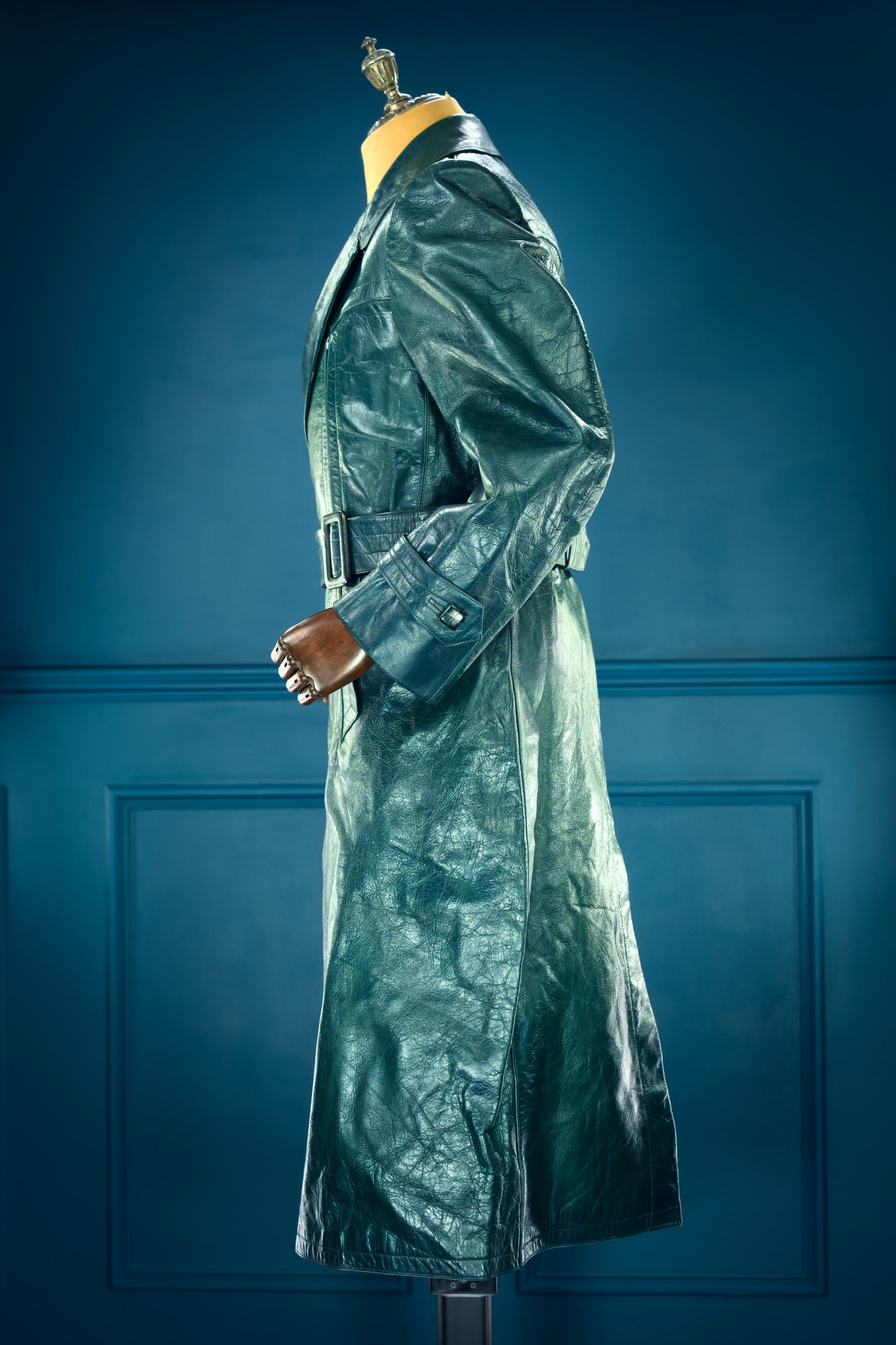 Vintage 1950s West German Cold War Border Guard Trench Coat Leather Jacket “M”