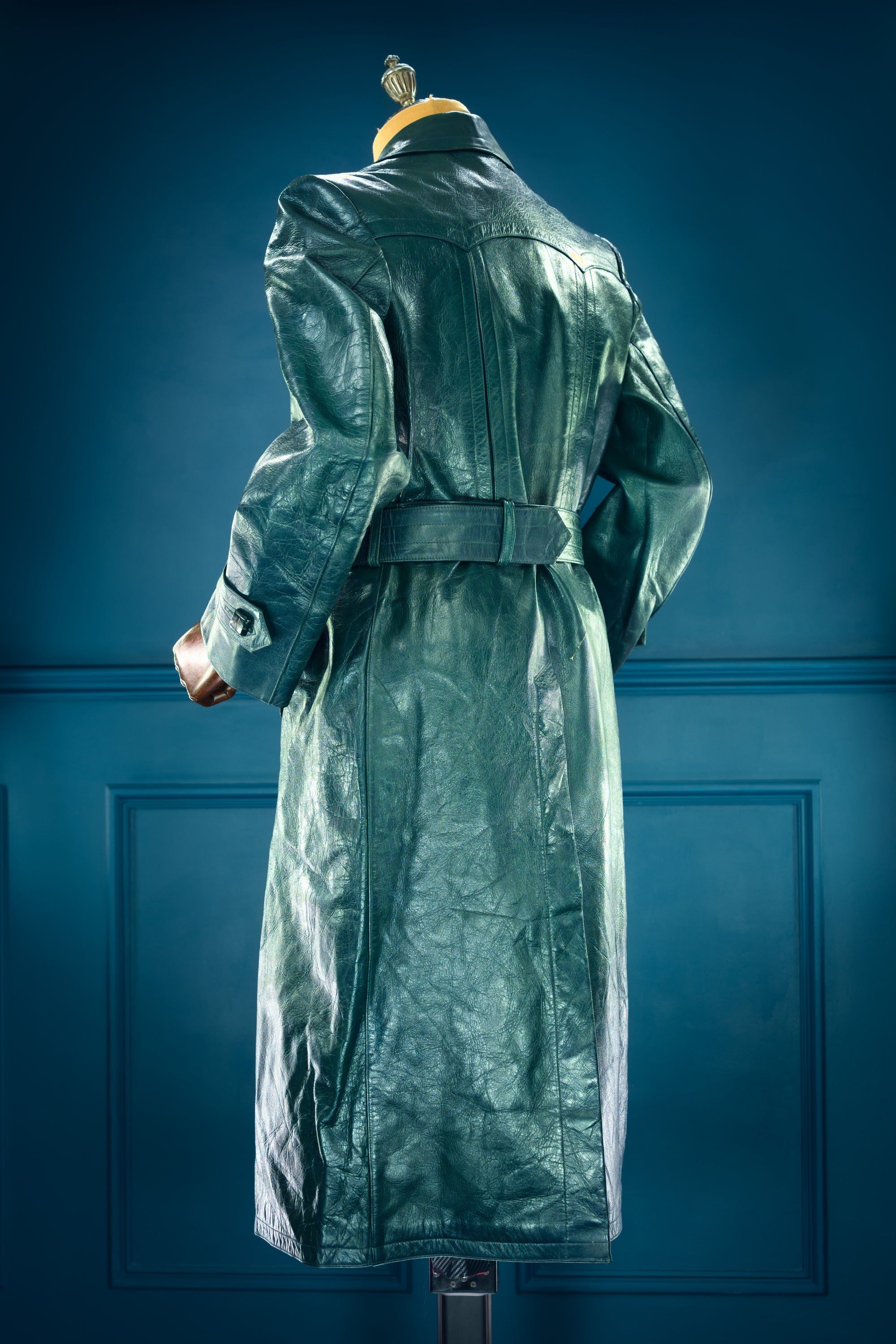 Vintage 1950s West German Cold War Border Guard Trench Coat Leather Jacket “M”