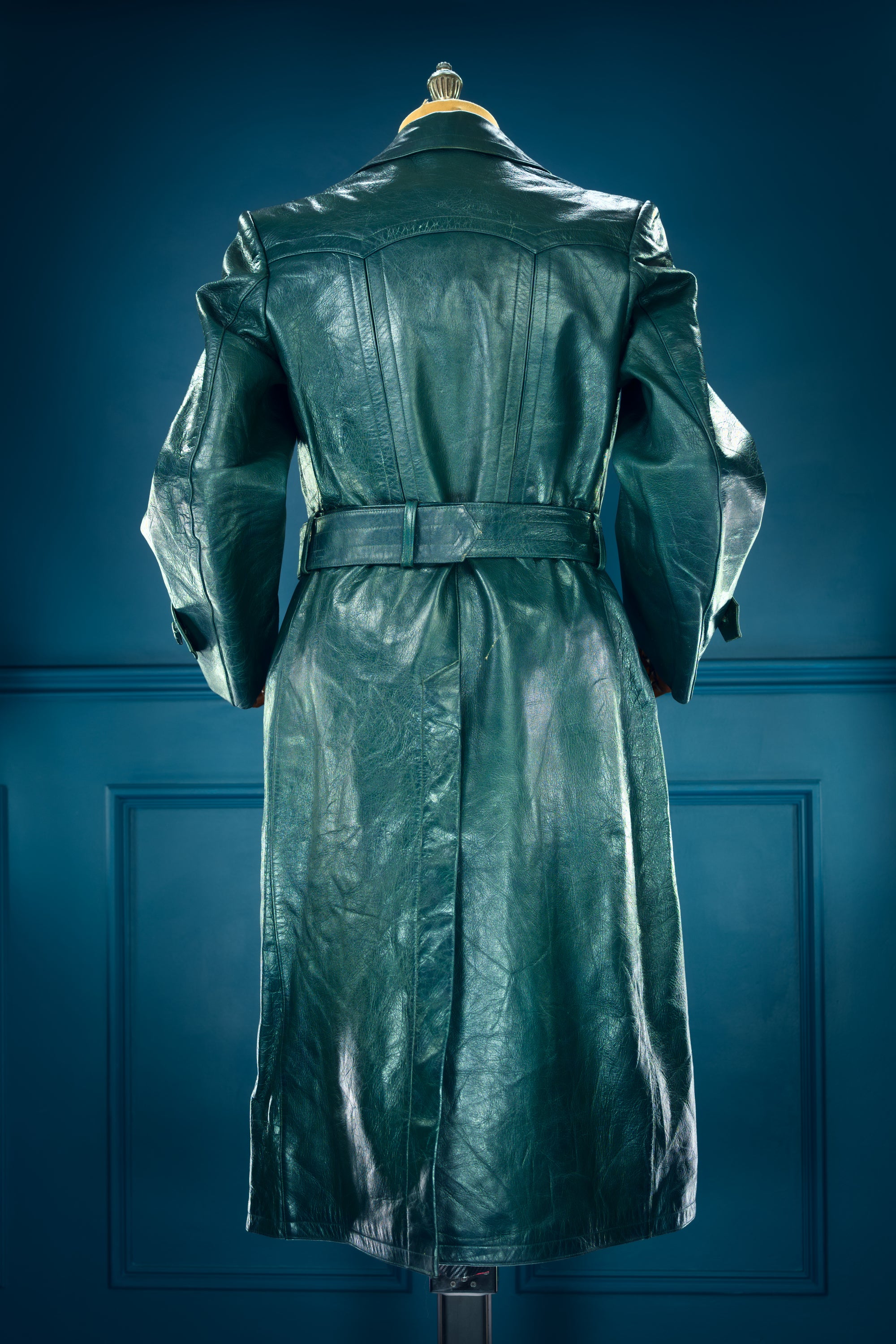 Vintage 1950s West German Cold War Border Guard Trench Coat Leather Jacket “M”