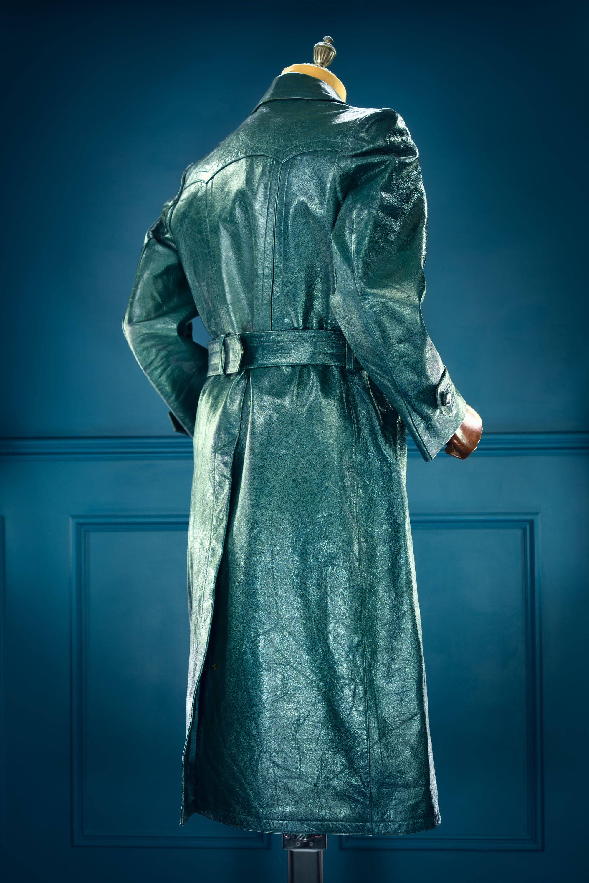 Vintage 1950s West German Cold War Border Guard Trench Coat Leather Jacket “M”