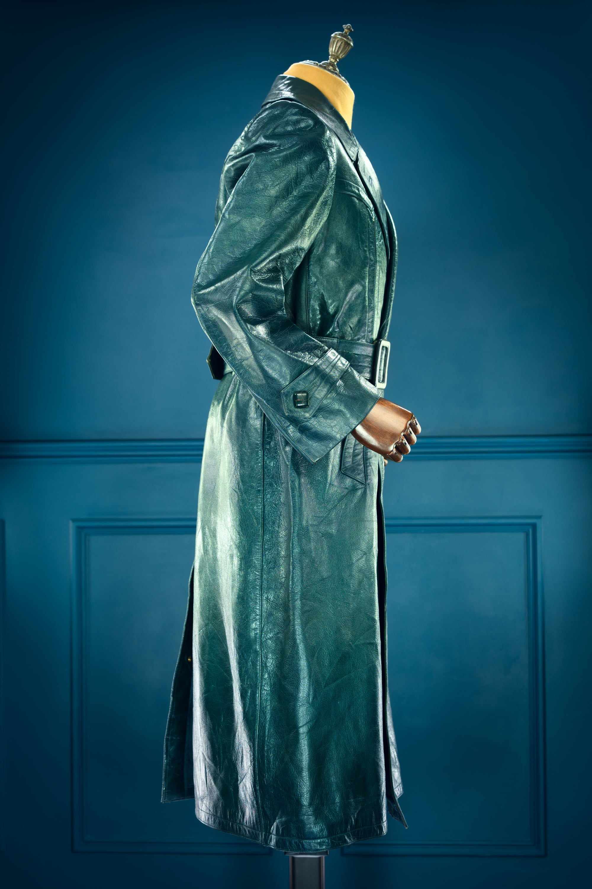 Vintage 1950s West German Cold War Border Guard Trench Coat Leather Jacket “M”