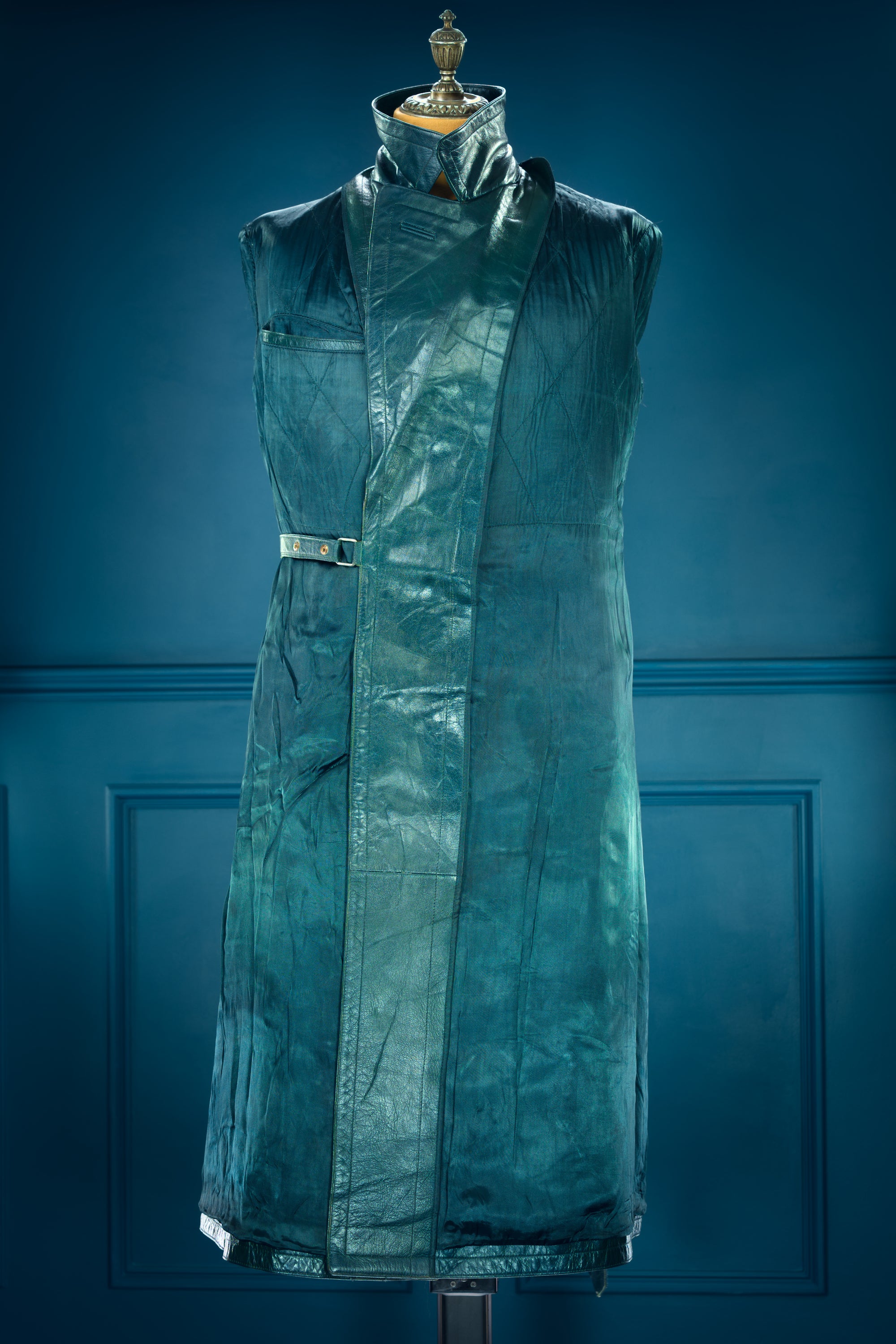 Vintage 1950s West German Cold War Border Guard Trench Coat Leather Jacket “M”