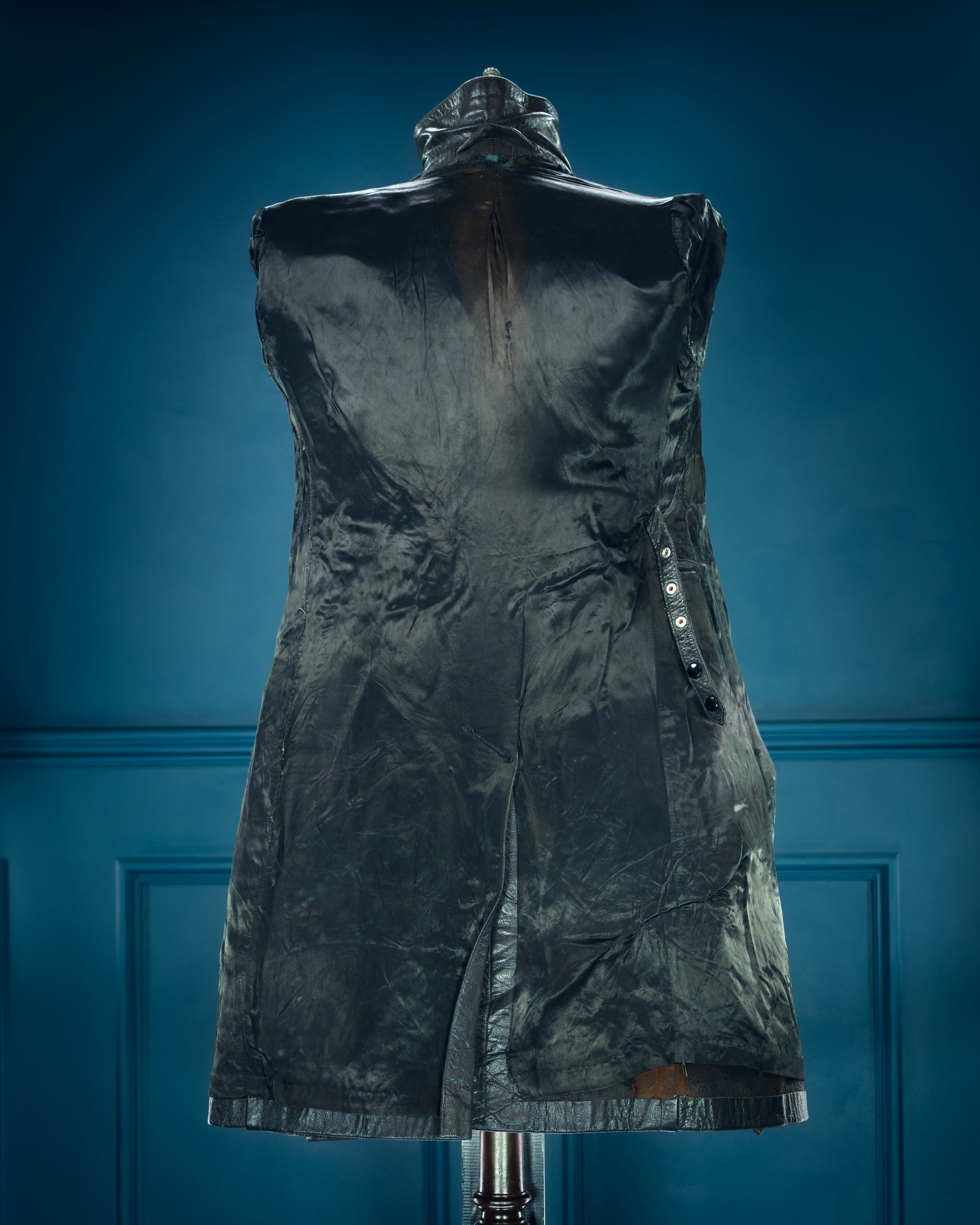 Vintage 1950s West German Cold War Border Guard Trench Coat Leather Jacket “S”