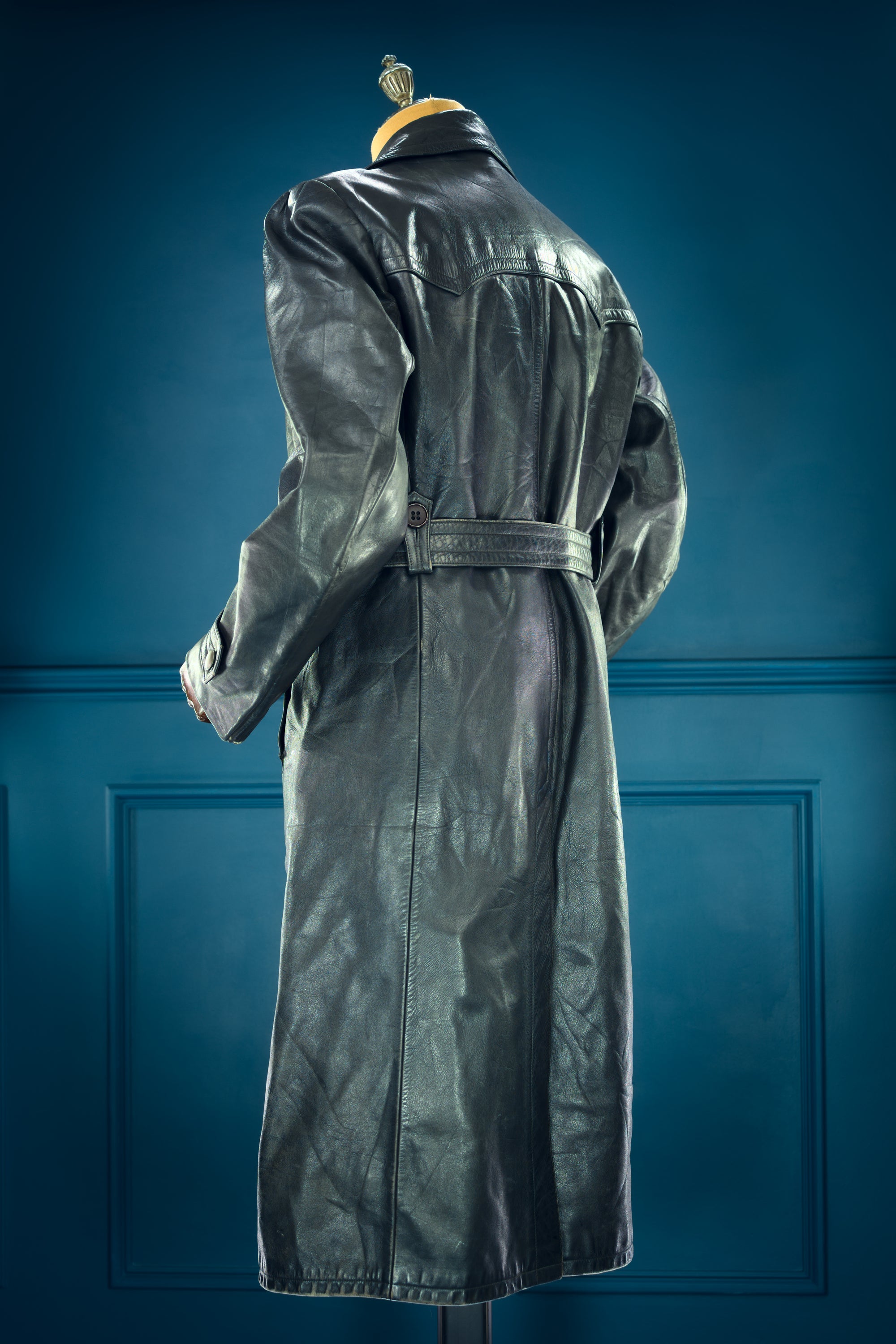 Vintage 1950s West German Cold War Border Guard Trench Coat Leather Jacket “M”