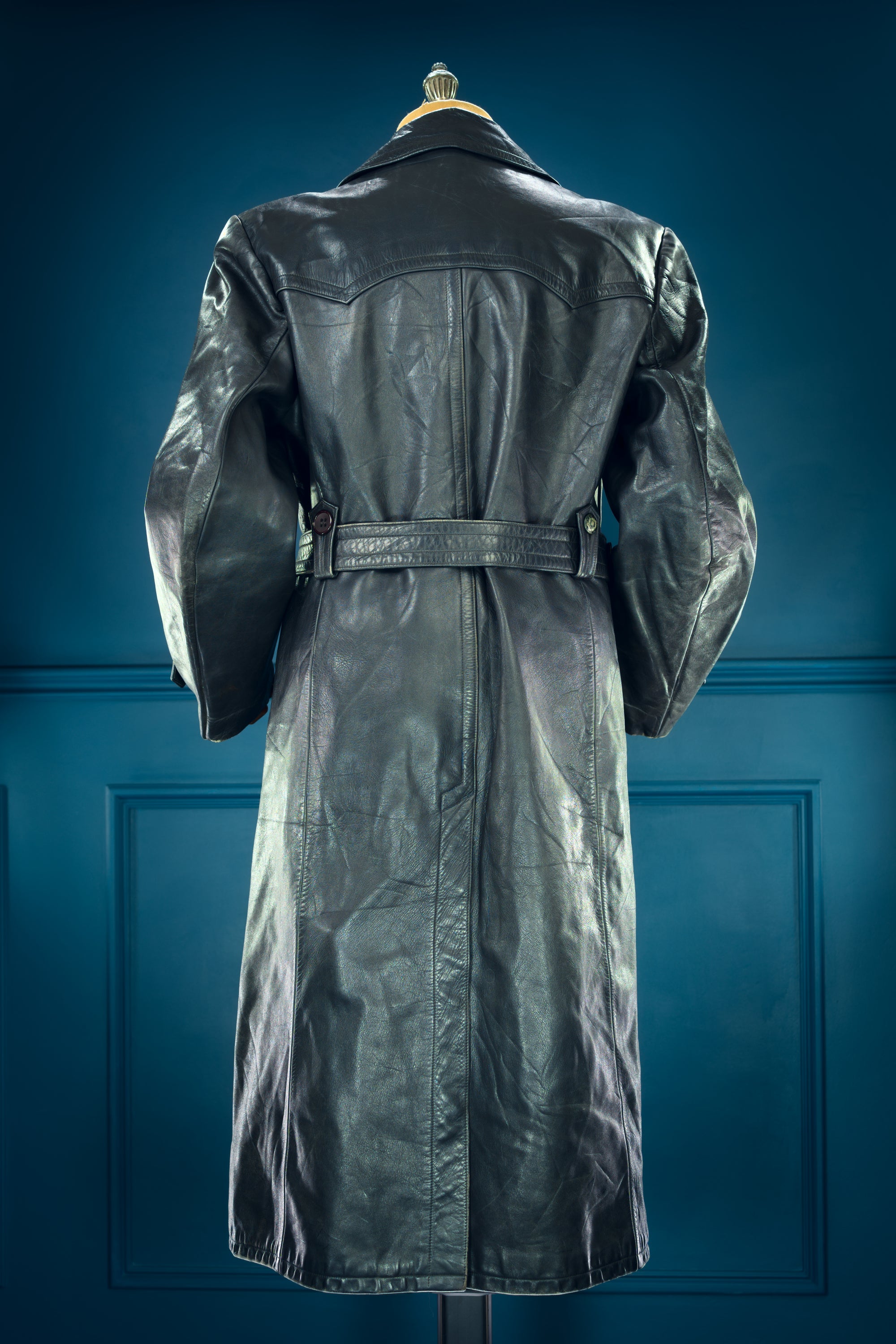 Vintage 1950s West German Cold War Border Guard Trench Coat Leather Jacket “M”