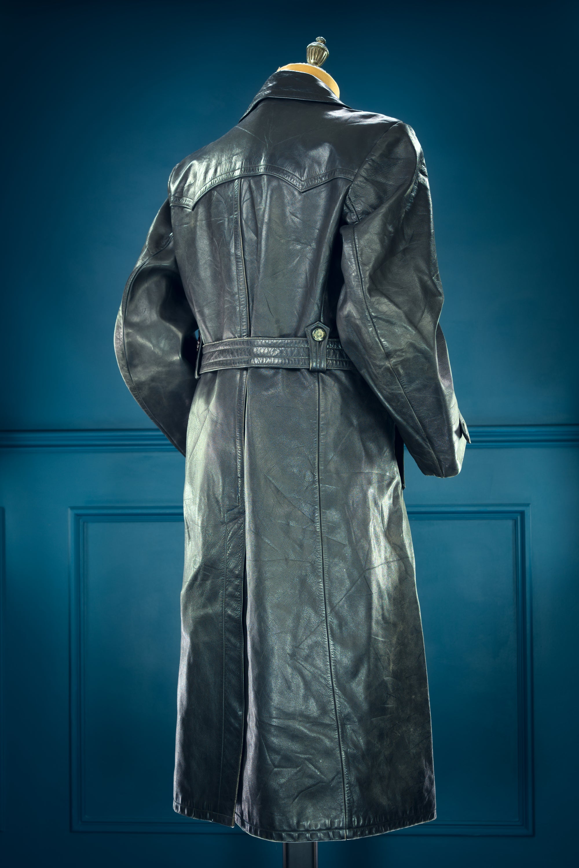 Vintage 1950s West German Cold War Border Guard Trench Coat Leather Jacket “M”