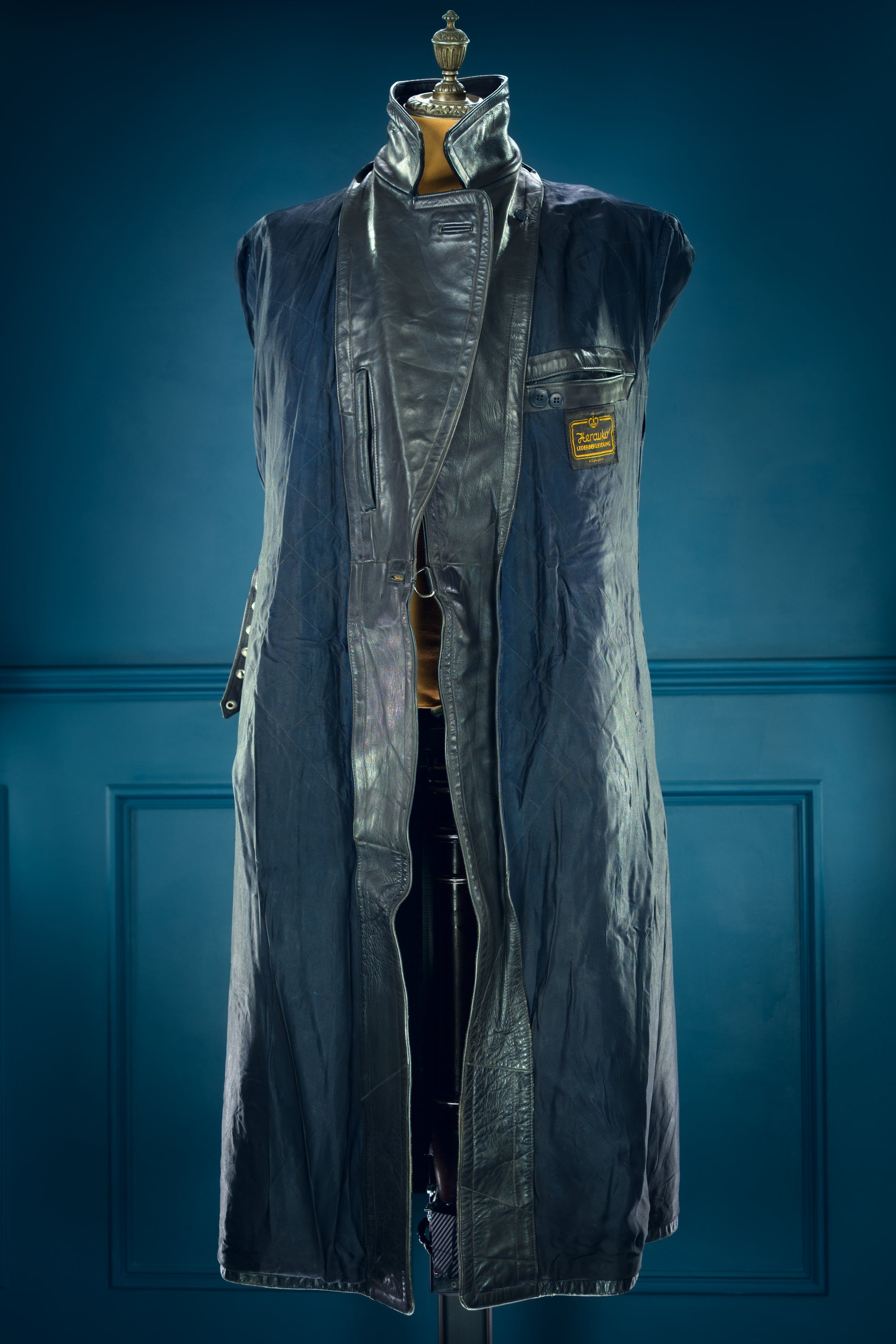 Vintage 1950s West German Cold War Border Guard Trench Coat Leather Jacket “M”