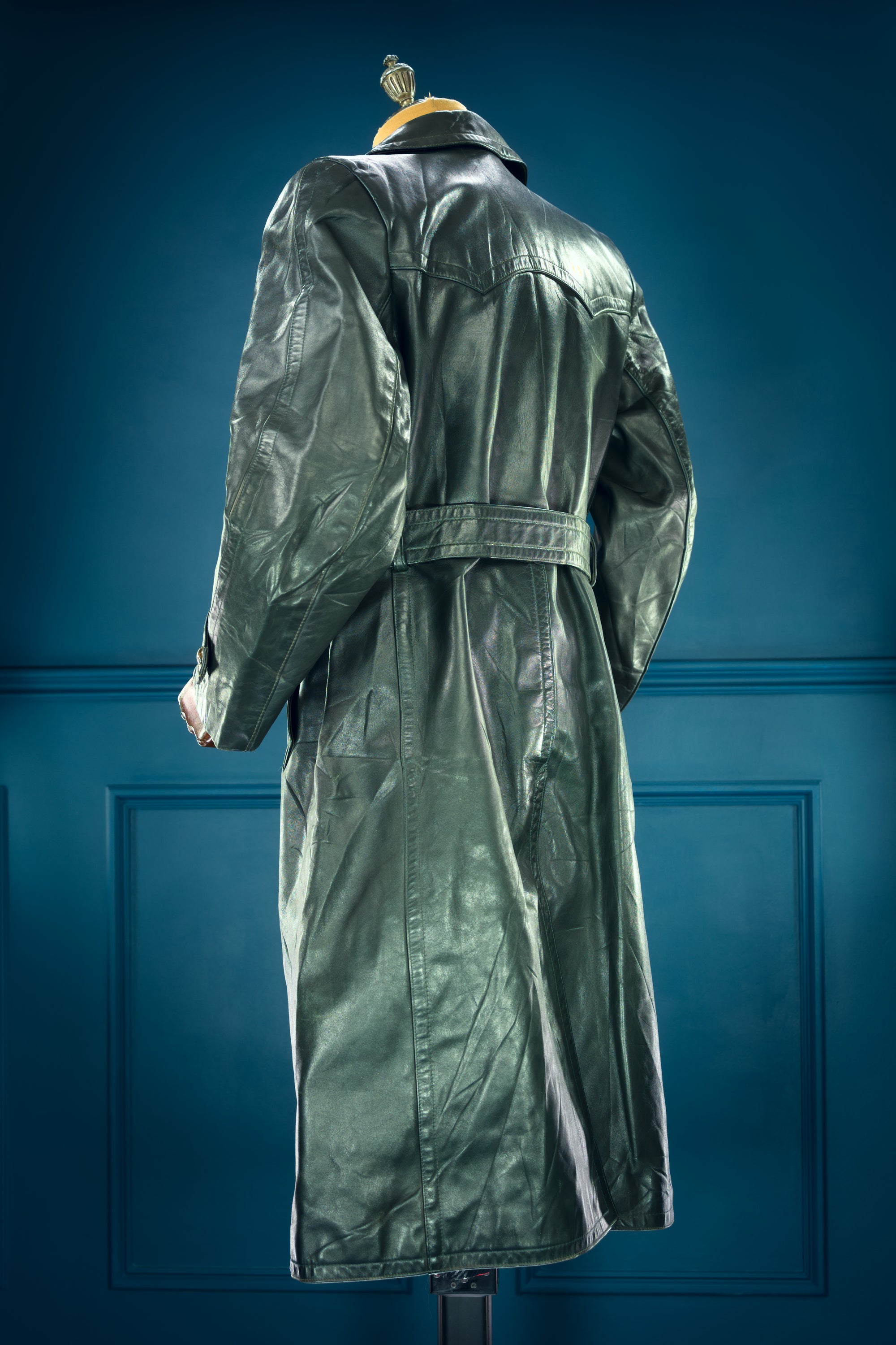 Vintage 1950s West German Cold War Border Guard Trench Coat Leather Jacket “M”