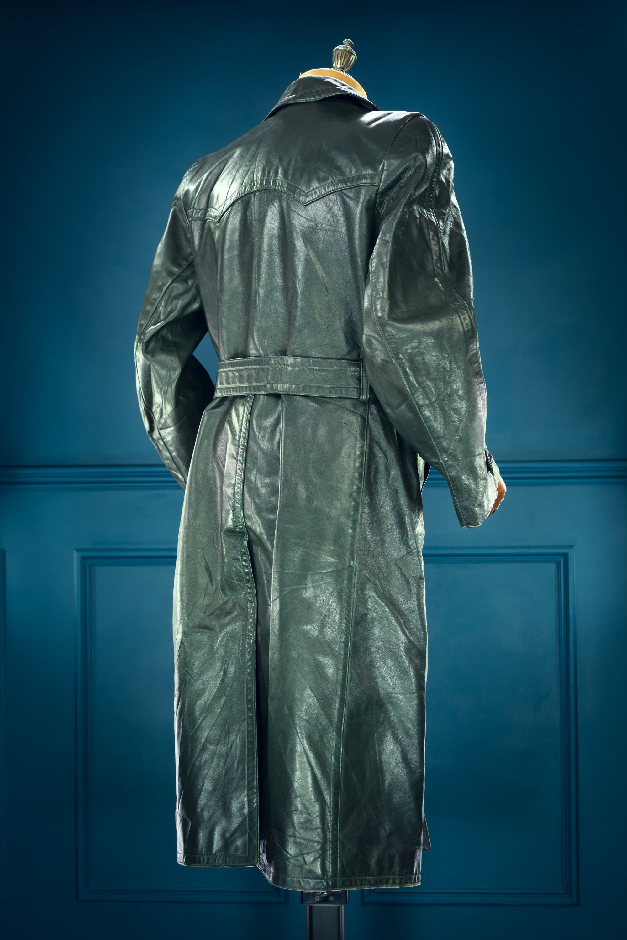 Vintage 1950s West German Cold War Border Guard Trench Coat Leather Jacket “M”