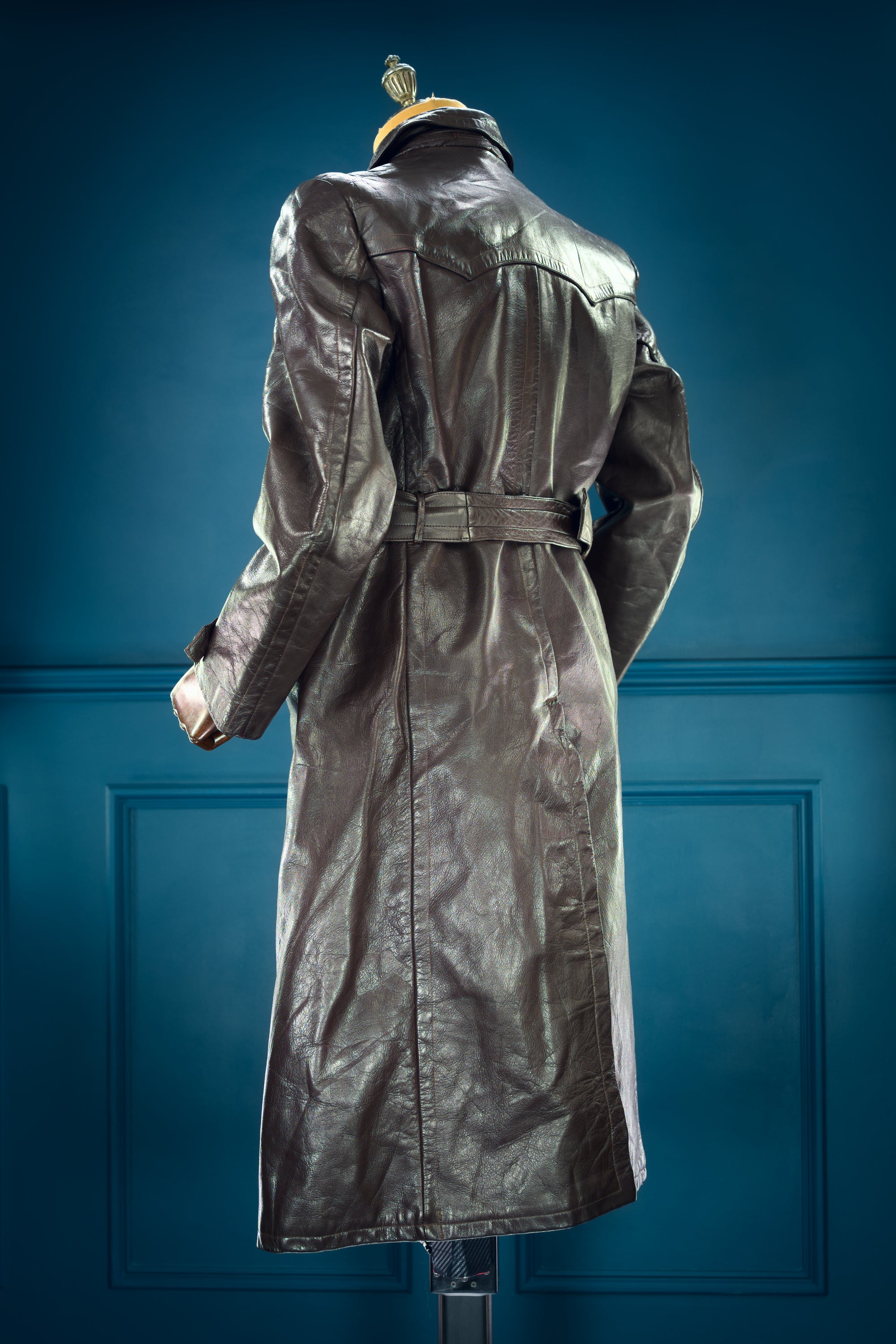 Vintage 1950s East German Cold War Trench Over Coat Motoring Leather Jacket “M”