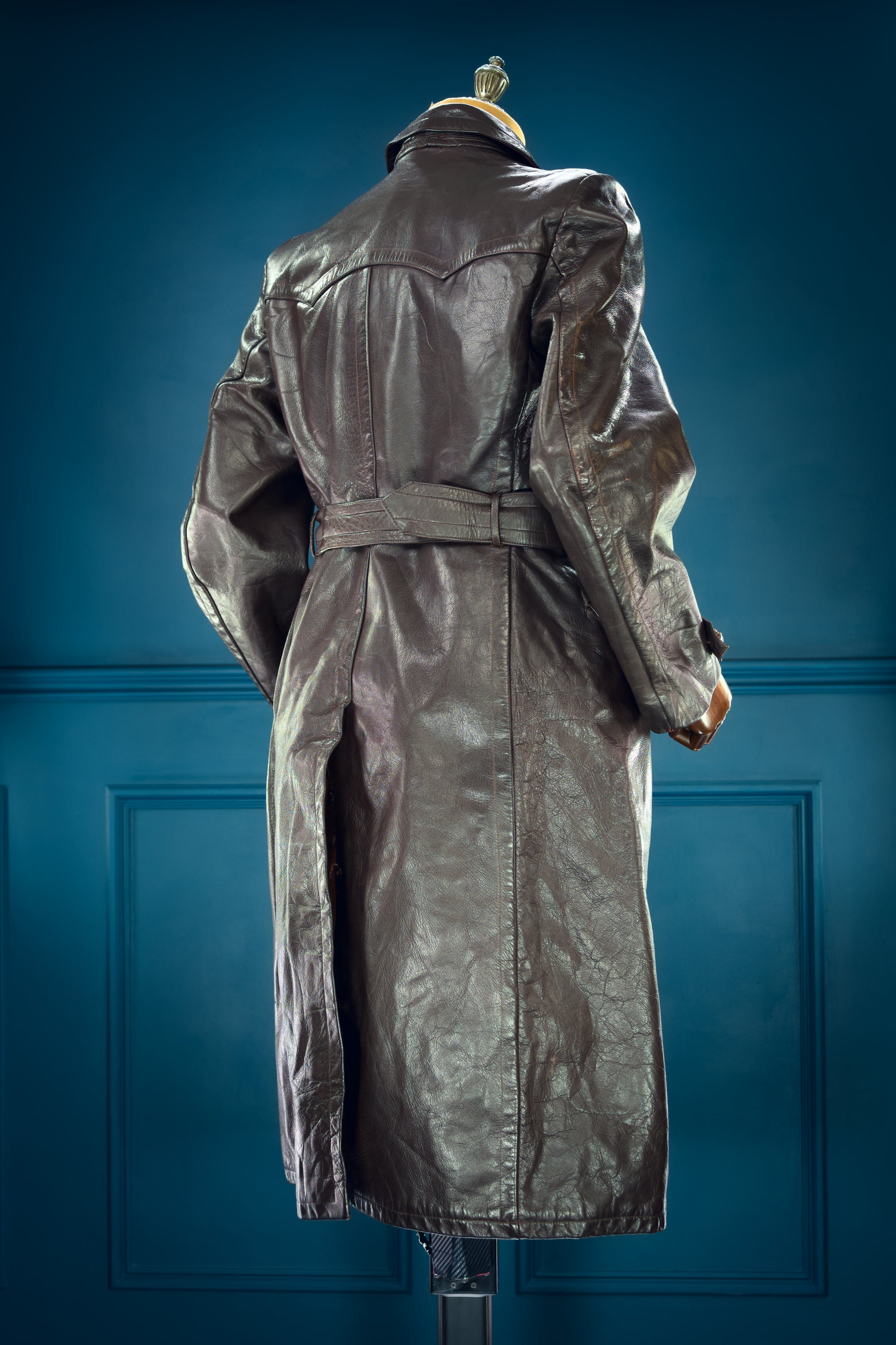 Vintage 1950s East German Cold War Trench Over Coat Motoring Leather Jacket “M”