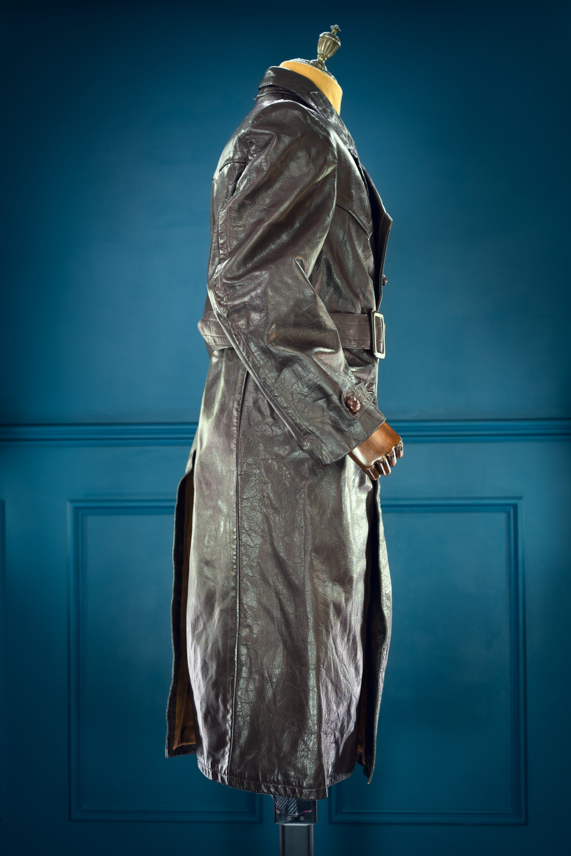 Vintage 1950s East German Cold War Trench Over Coat Motoring Leather Jacket “M”