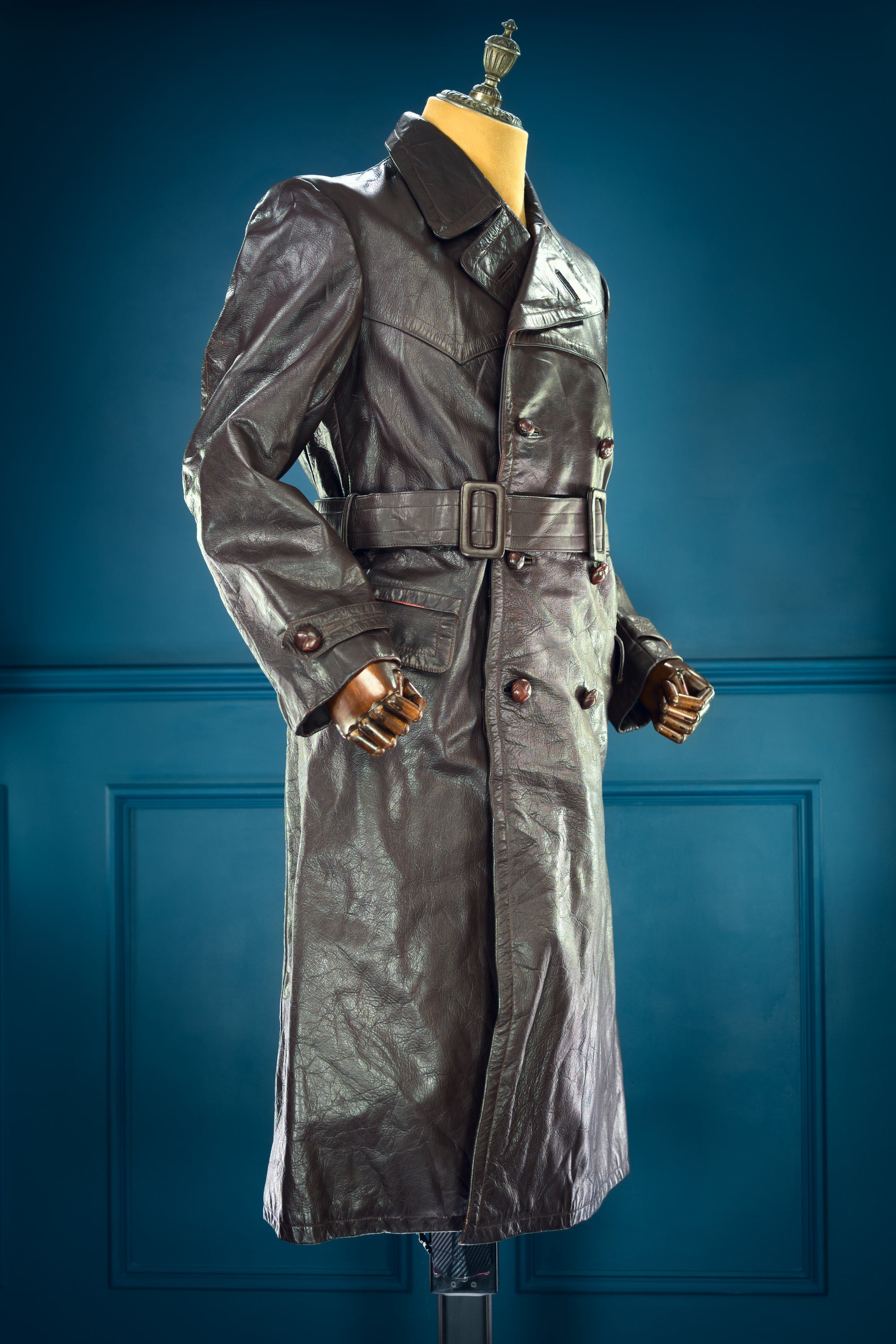 Vintage 1950s East German Cold War Trench Over Coat Motoring Leather Jacket “M”