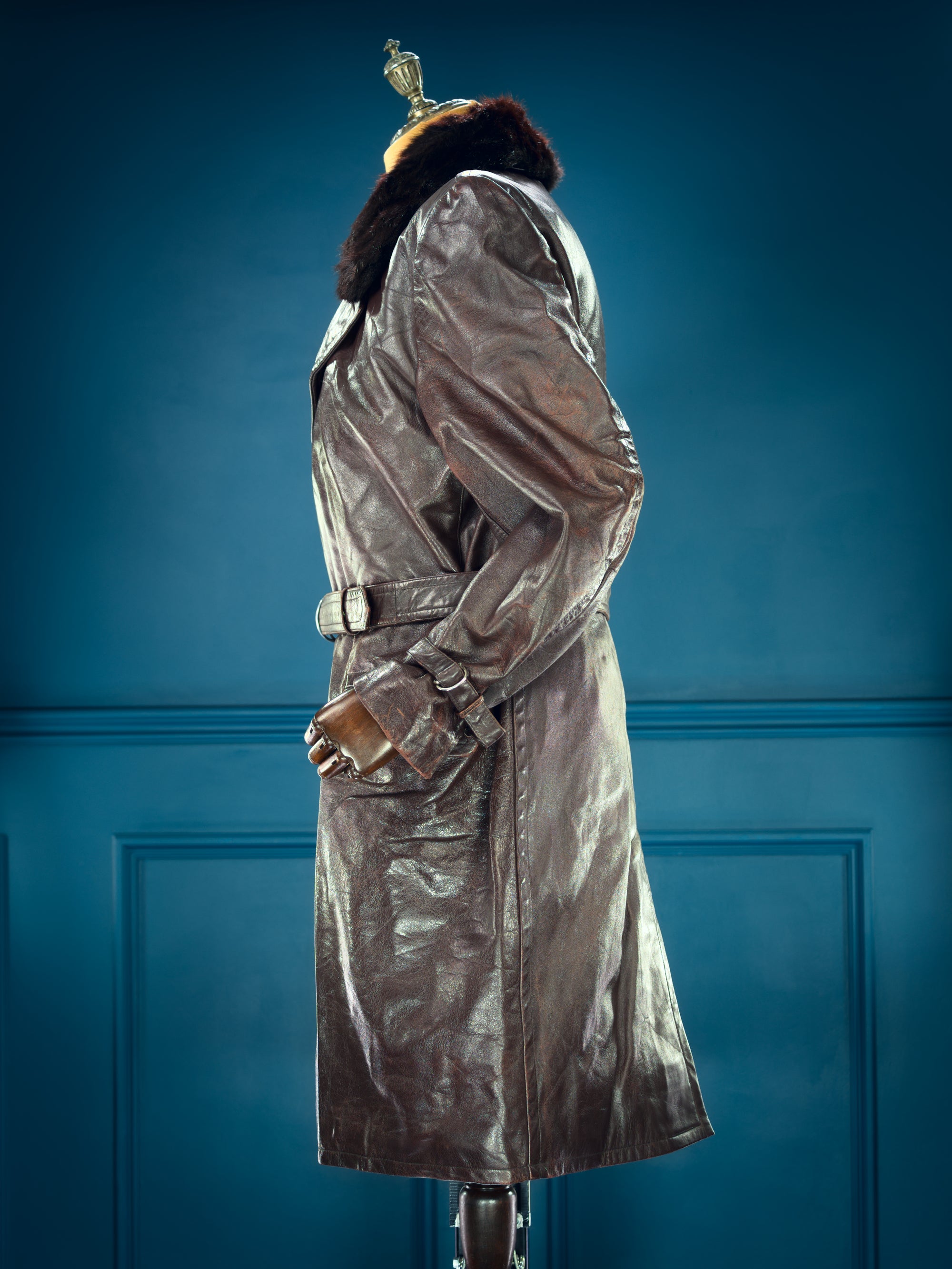 Vintage 1940s WW2 Czech Resistance Sniper Trench Great Coat Leather Jacket “L”