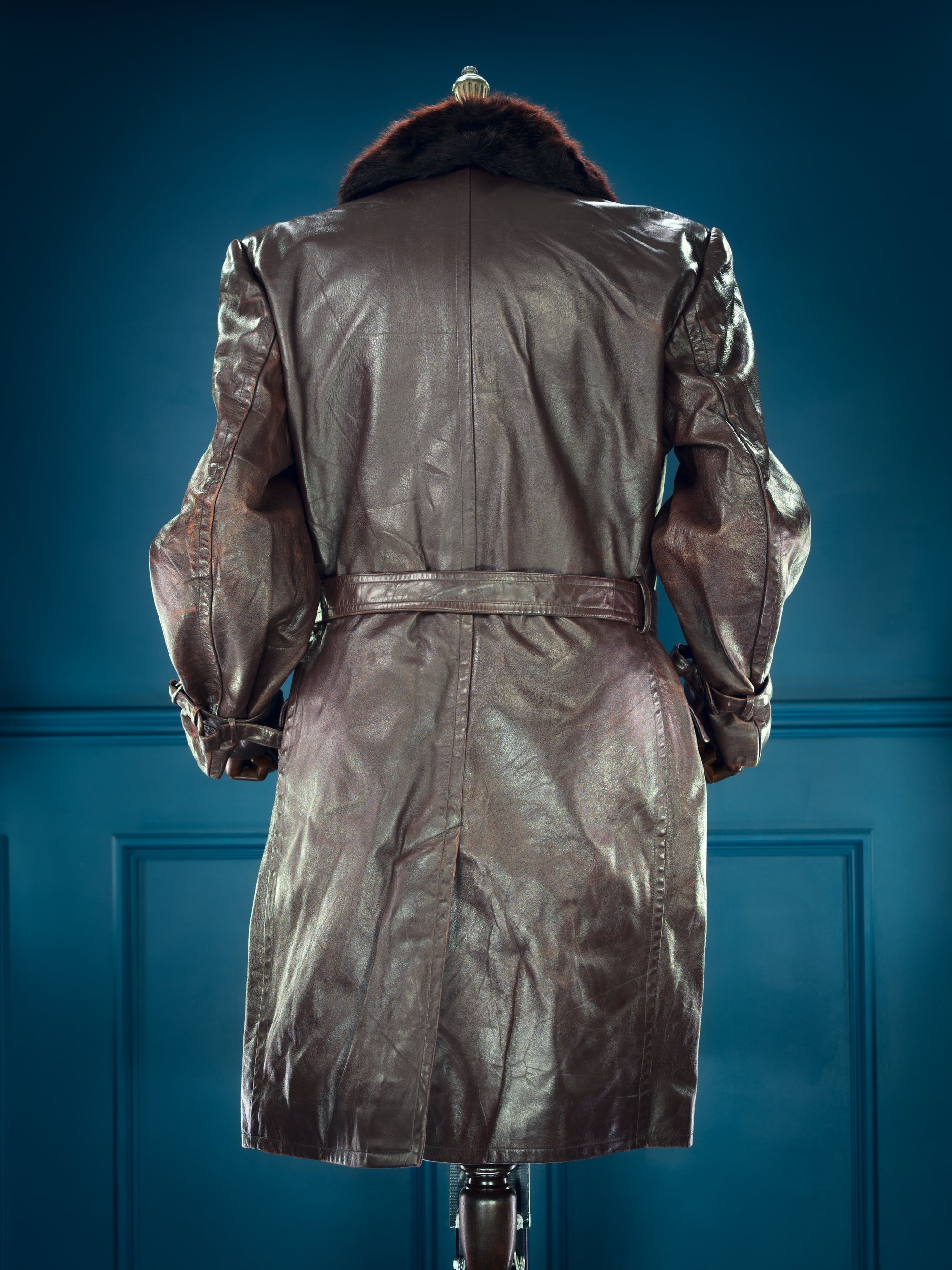 Vintage 1940s WW2 Czech Resistance Sniper Trench Great Coat Leather Jacket “L”