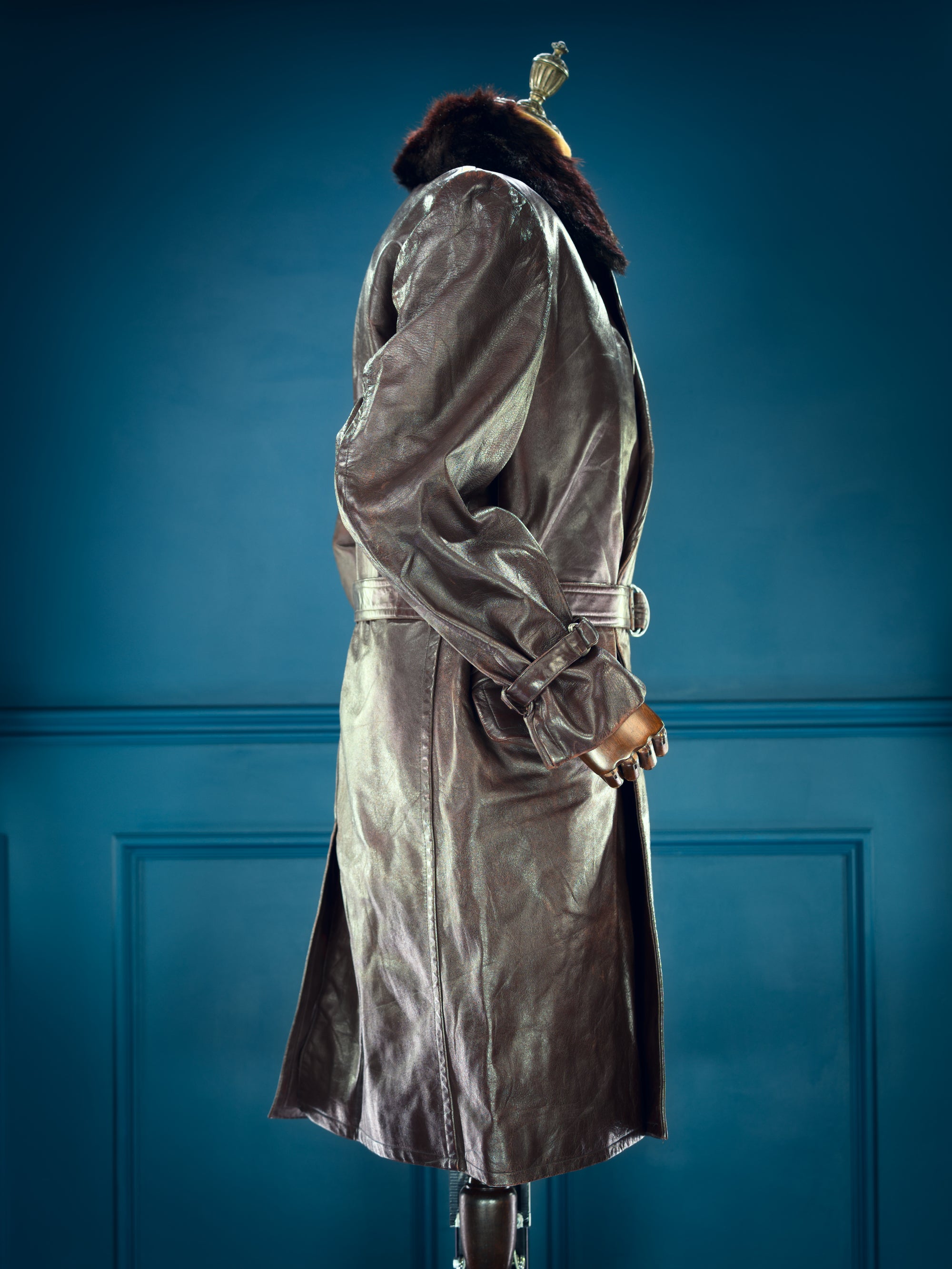 Vintage 1940s WW2 Czech Resistance Sniper Trench Great Coat Leather Jacket “L”