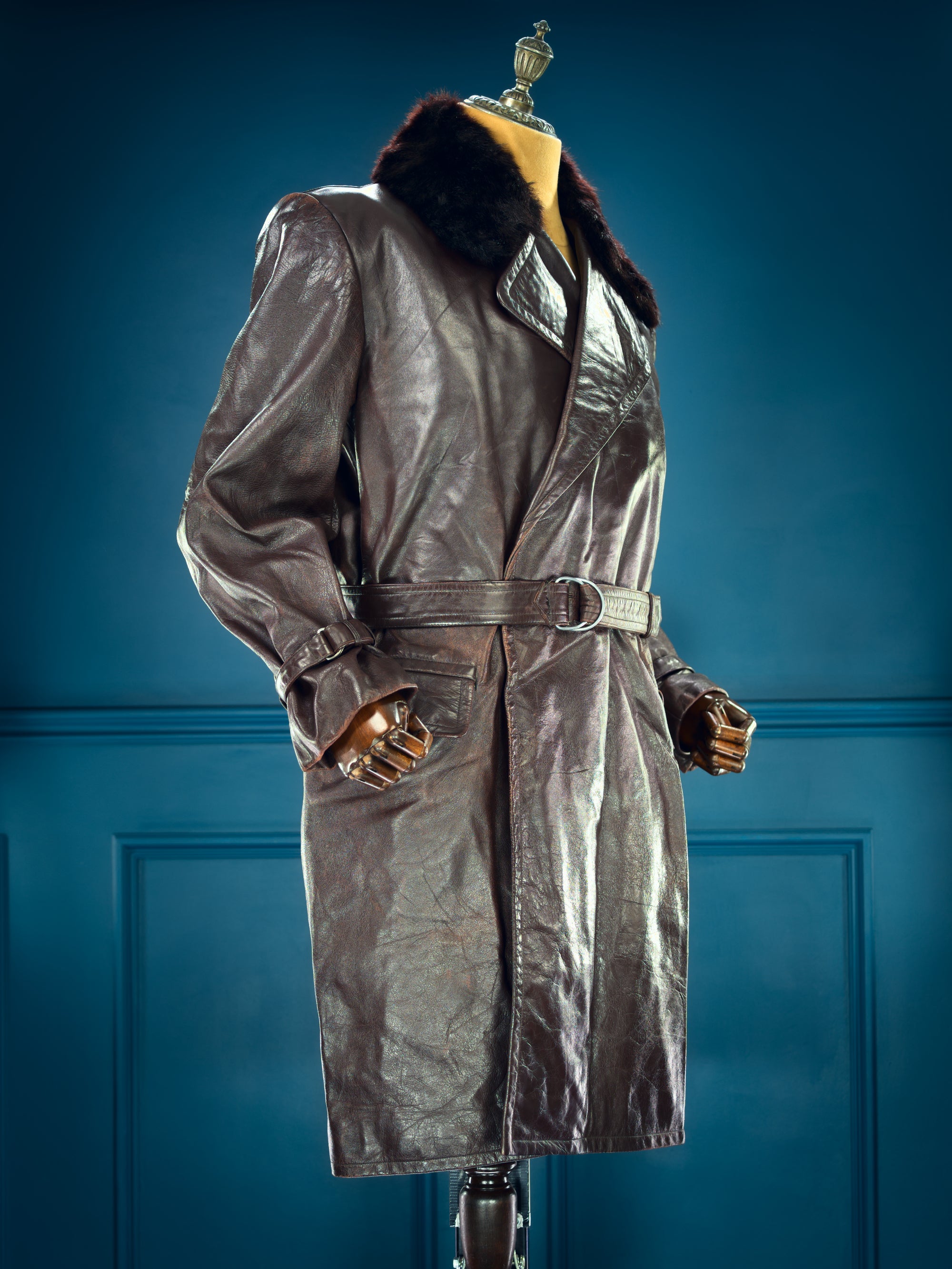 Vintage 1940s WW2 Czech Resistance Sniper Trench Great Coat Leather Jacket “L”