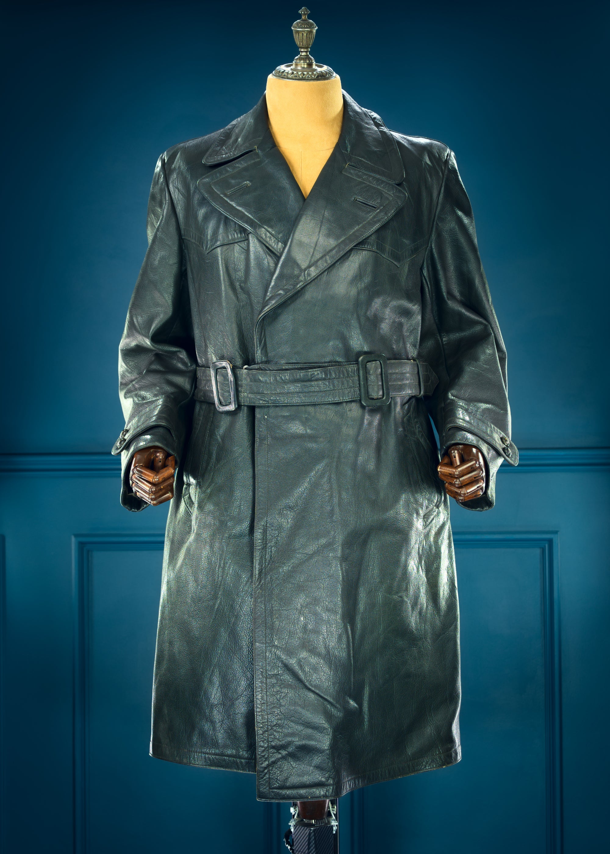 Vintage 1950s West German Cold War Border Guard Trenchcoat Leather Jacket “M”