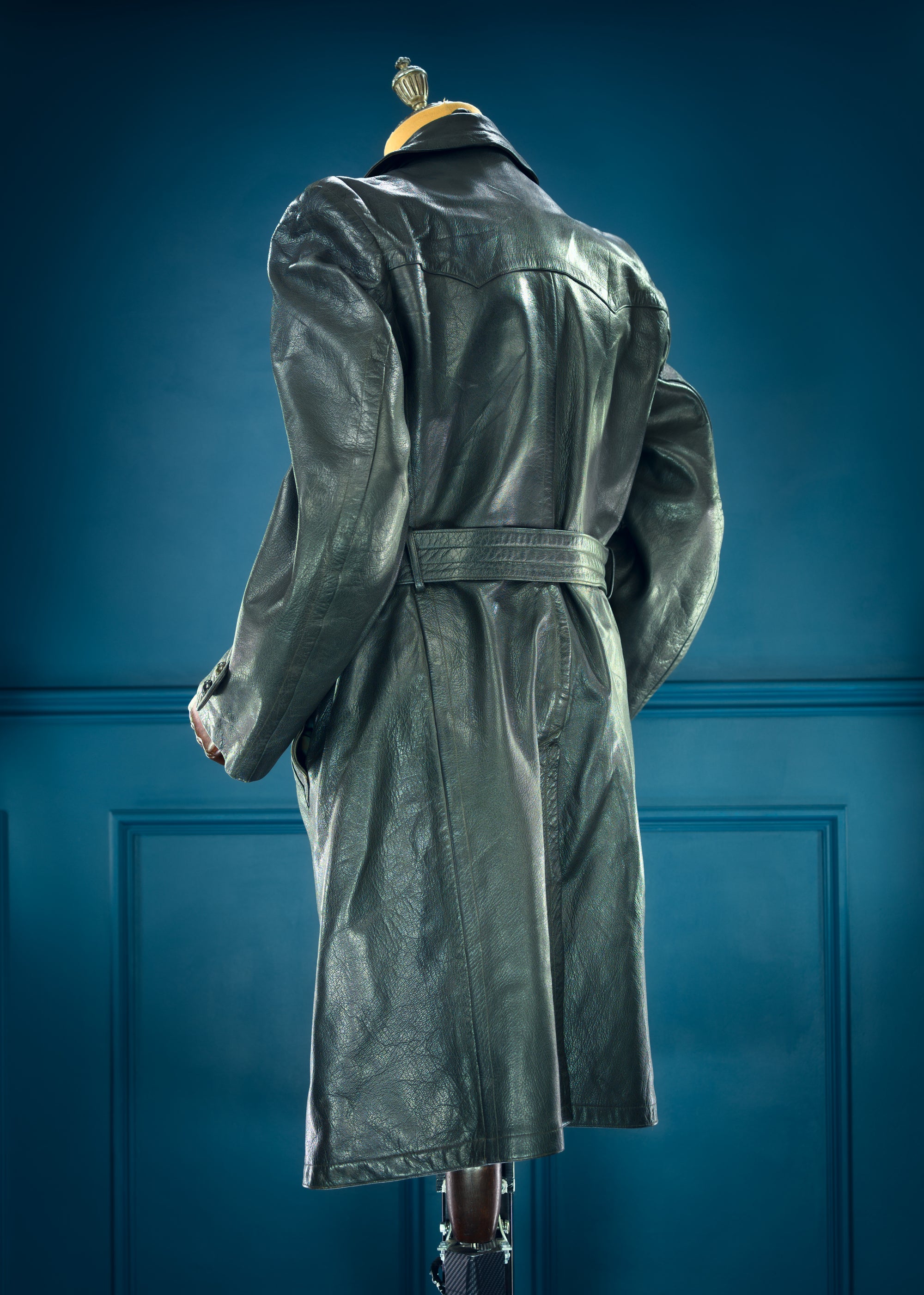 Vintage 1950s West German Cold War Border Guard Trenchcoat Leather Jacket “M”