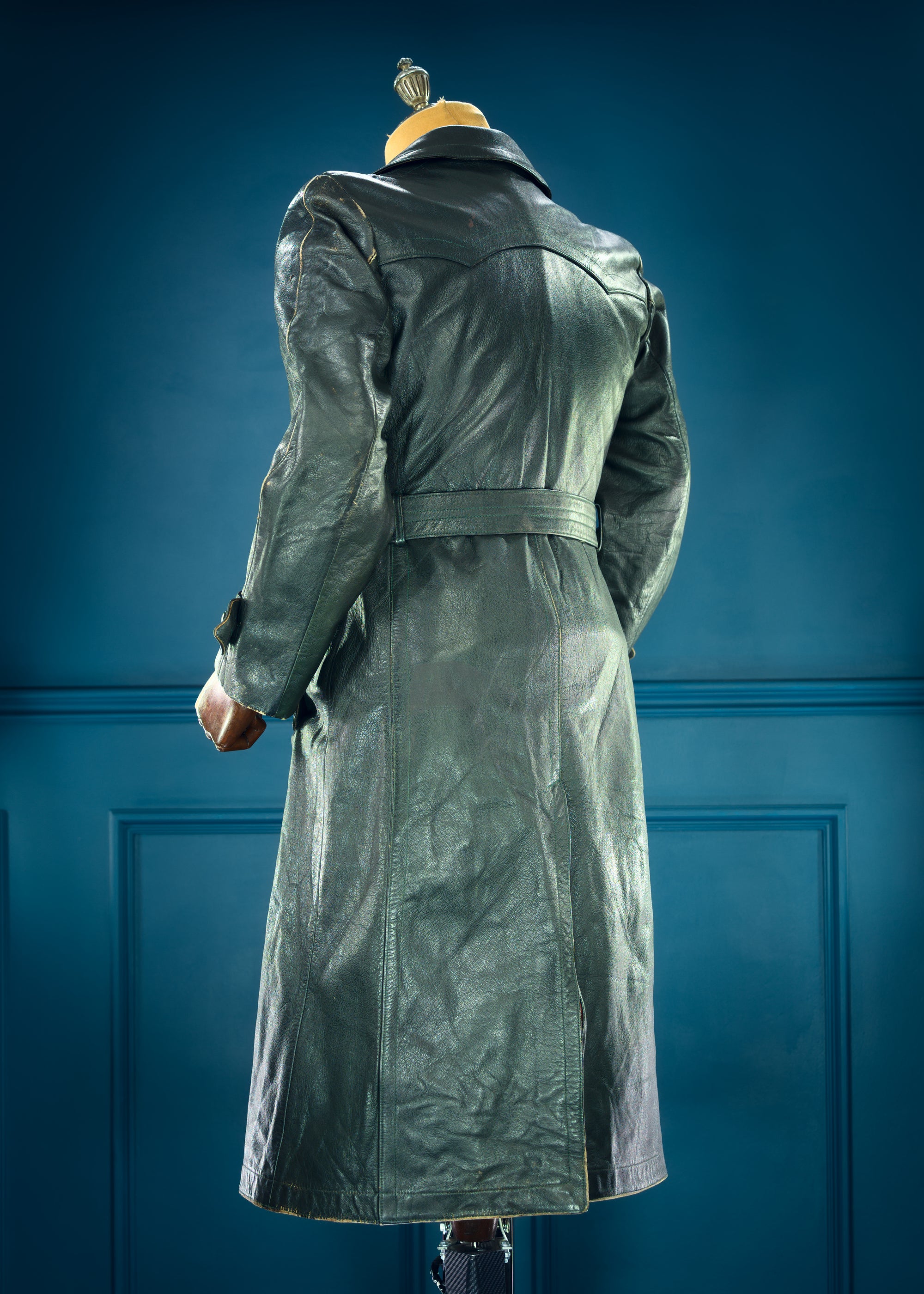 Vintage 1950s West German Cold War Border Guard Trenchcoat Leather Jacket “S”