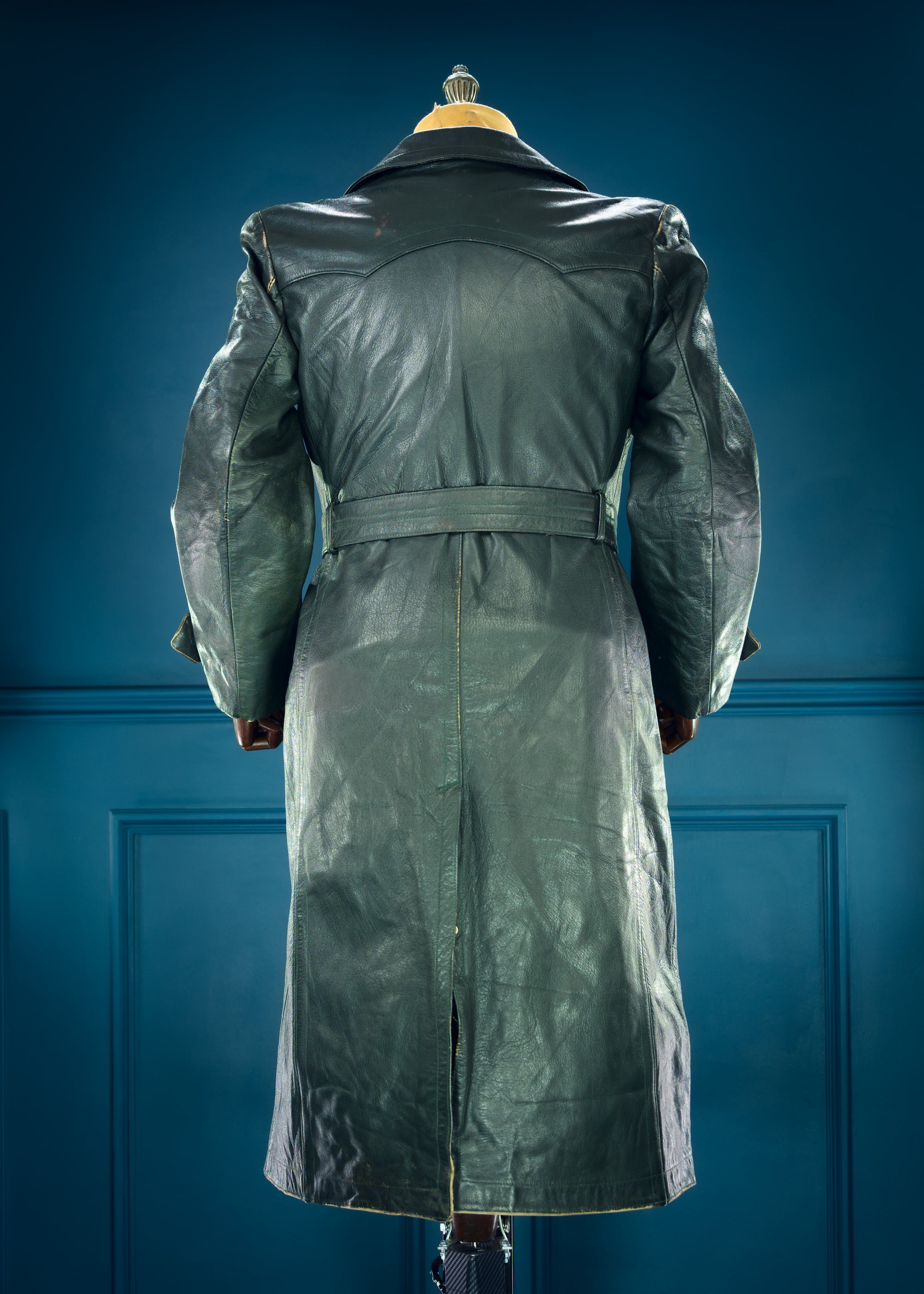 Vintage 1950s West German Cold War Border Guard Trenchcoat Leather Jacket “S”