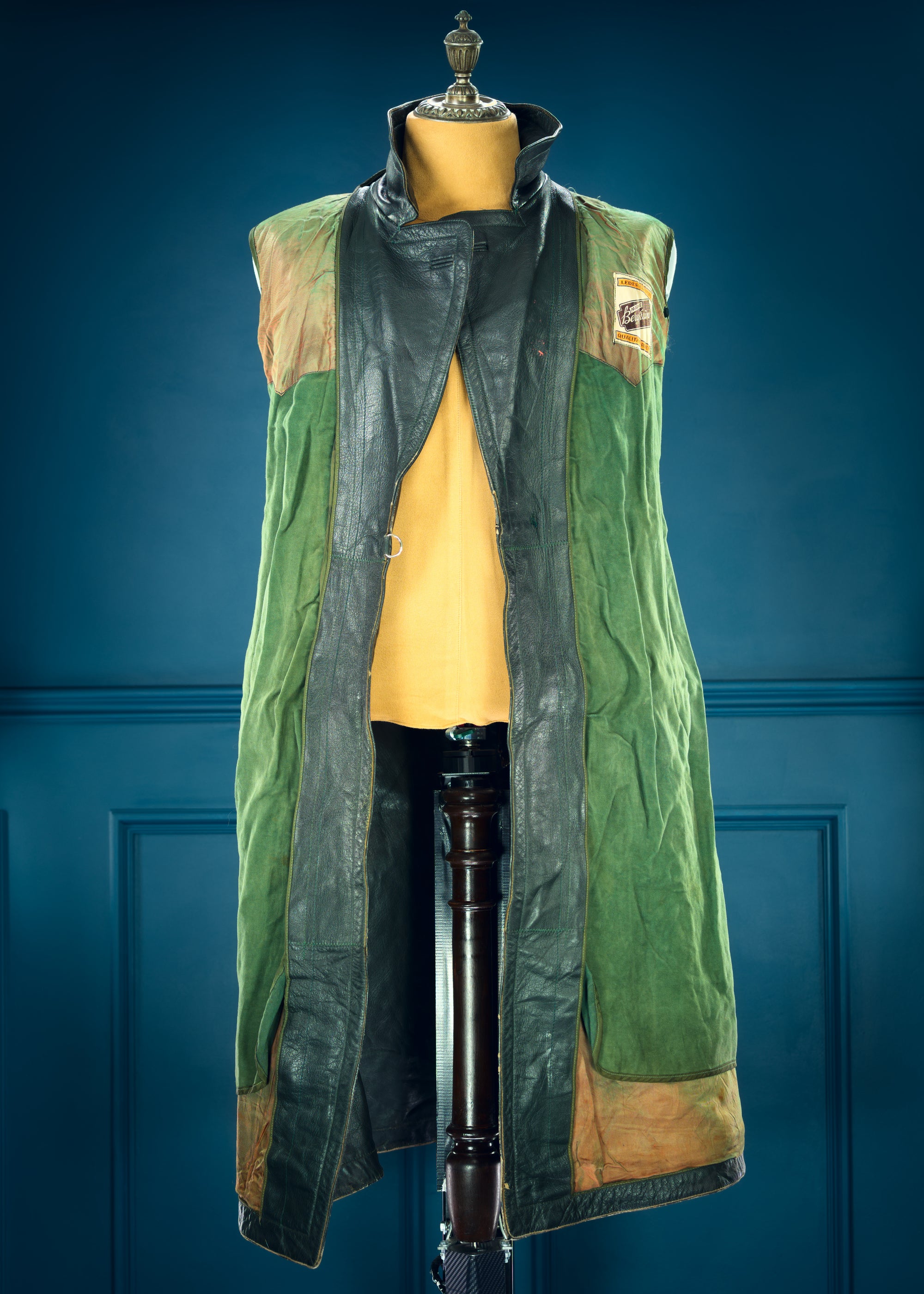 Vintage 1950s West German Cold War Border Guard Trenchcoat Leather Jacket “S”