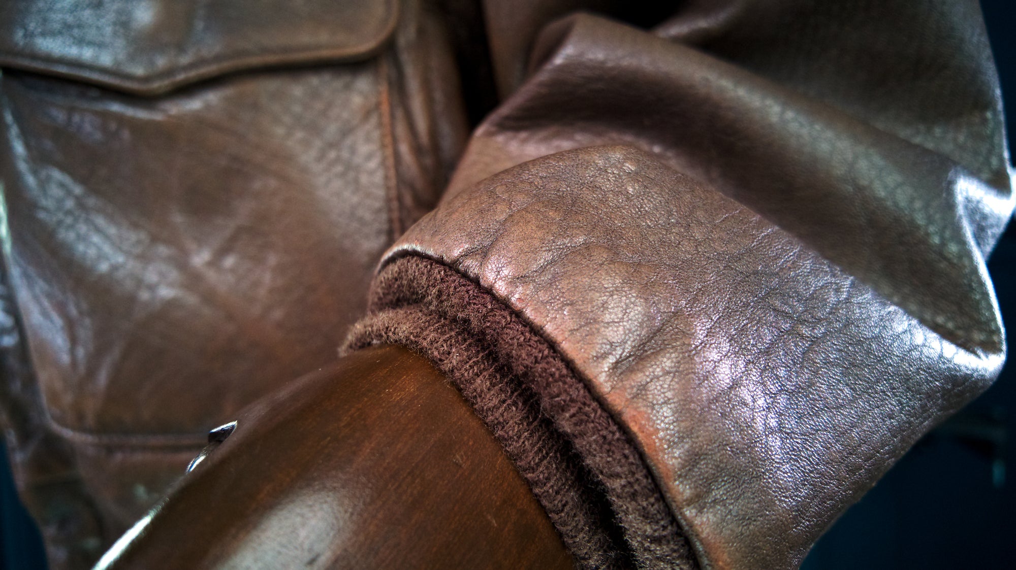 Vintage 1980s Avirex A2 Sheepskin Brown Bomber Flight Leather Jacket "XL"