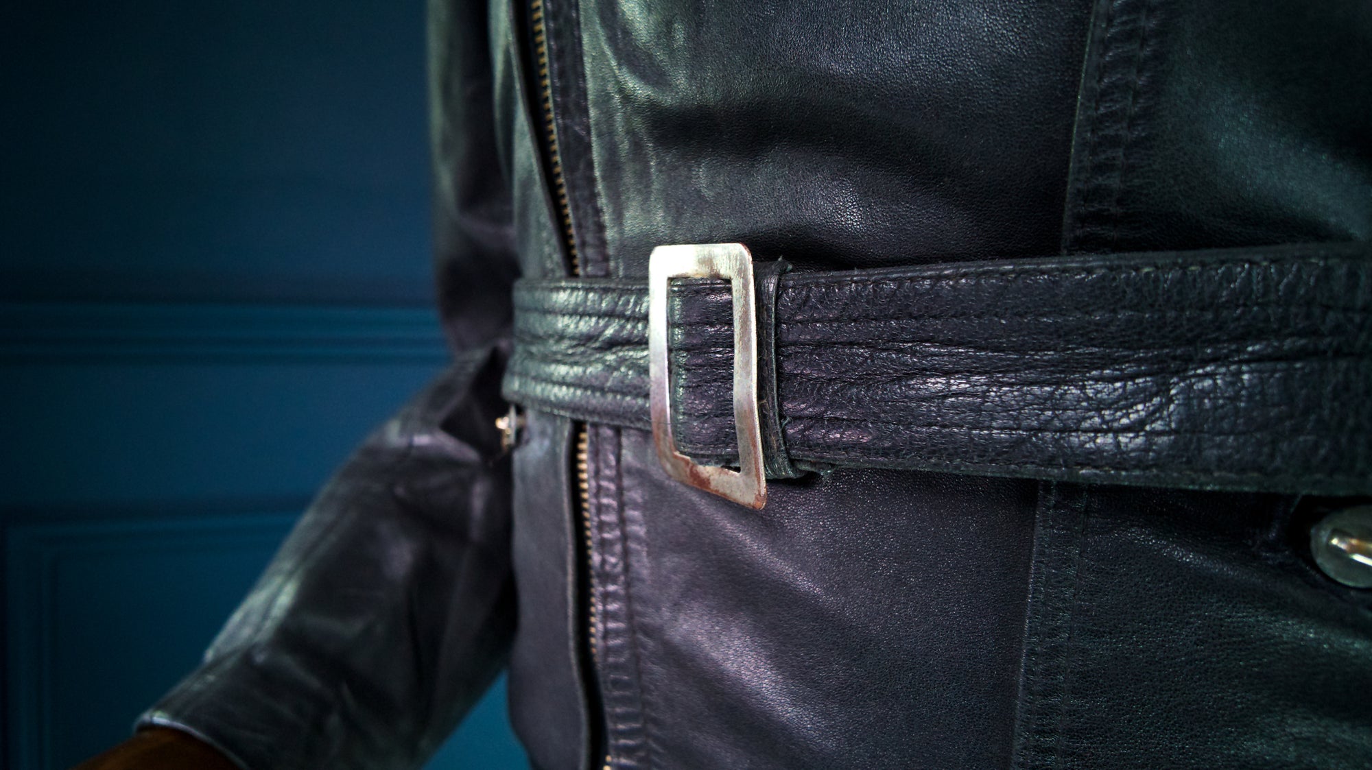 Vintage 1950s German Horsehide Black Biker Aviator Moto Leather Jacket “M”