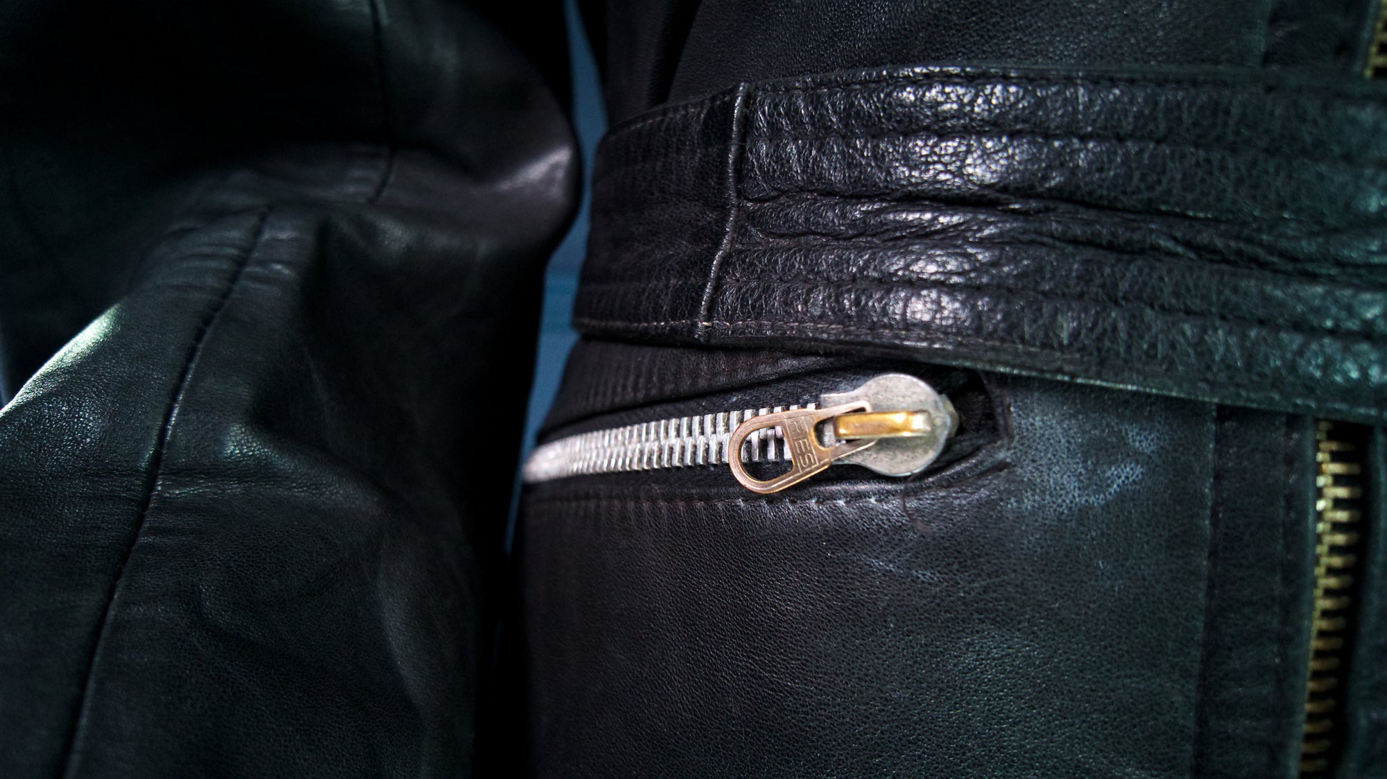 Vintage 1950s German Horsehide Black Biker Aviator Moto Leather Jacket “M”