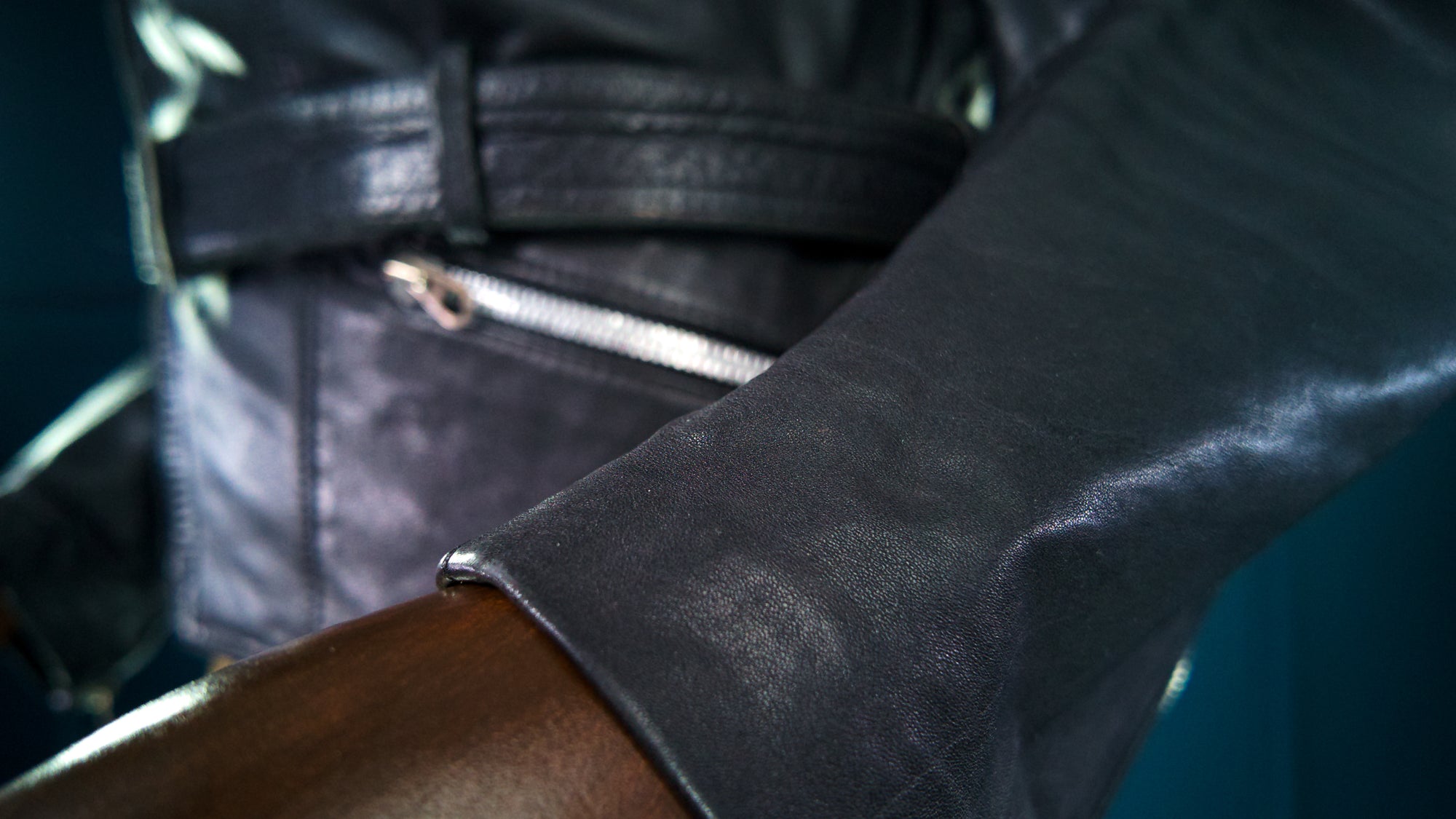 Vintage 1950s German Horsehide Black Biker Aviator Moto Leather Jacket “M”