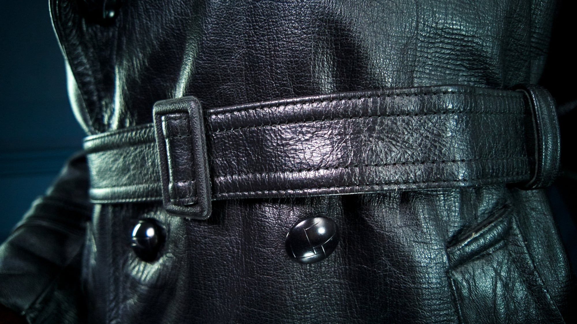 Vintage 1950s Italian Police Belted Biker Patrol Leather Motoring Coat “L”