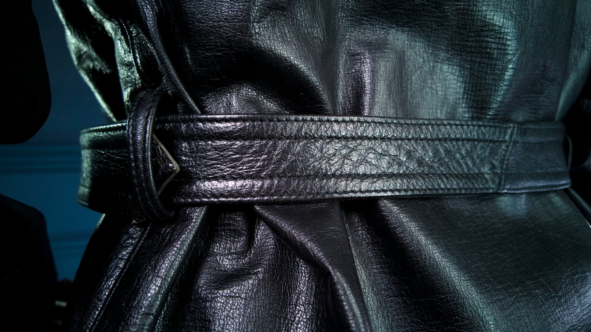 Vintage 1950s Italian Police Belted Biker Patrol Leather Motoring Coat “L”