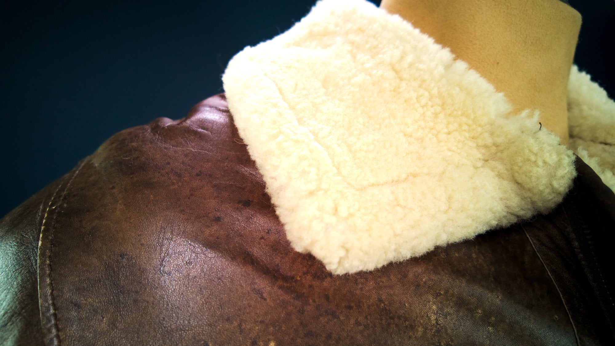 Vintage 80s Sheepskin Fur Flight Aviator Bomber Leather Jacket Coat “M"