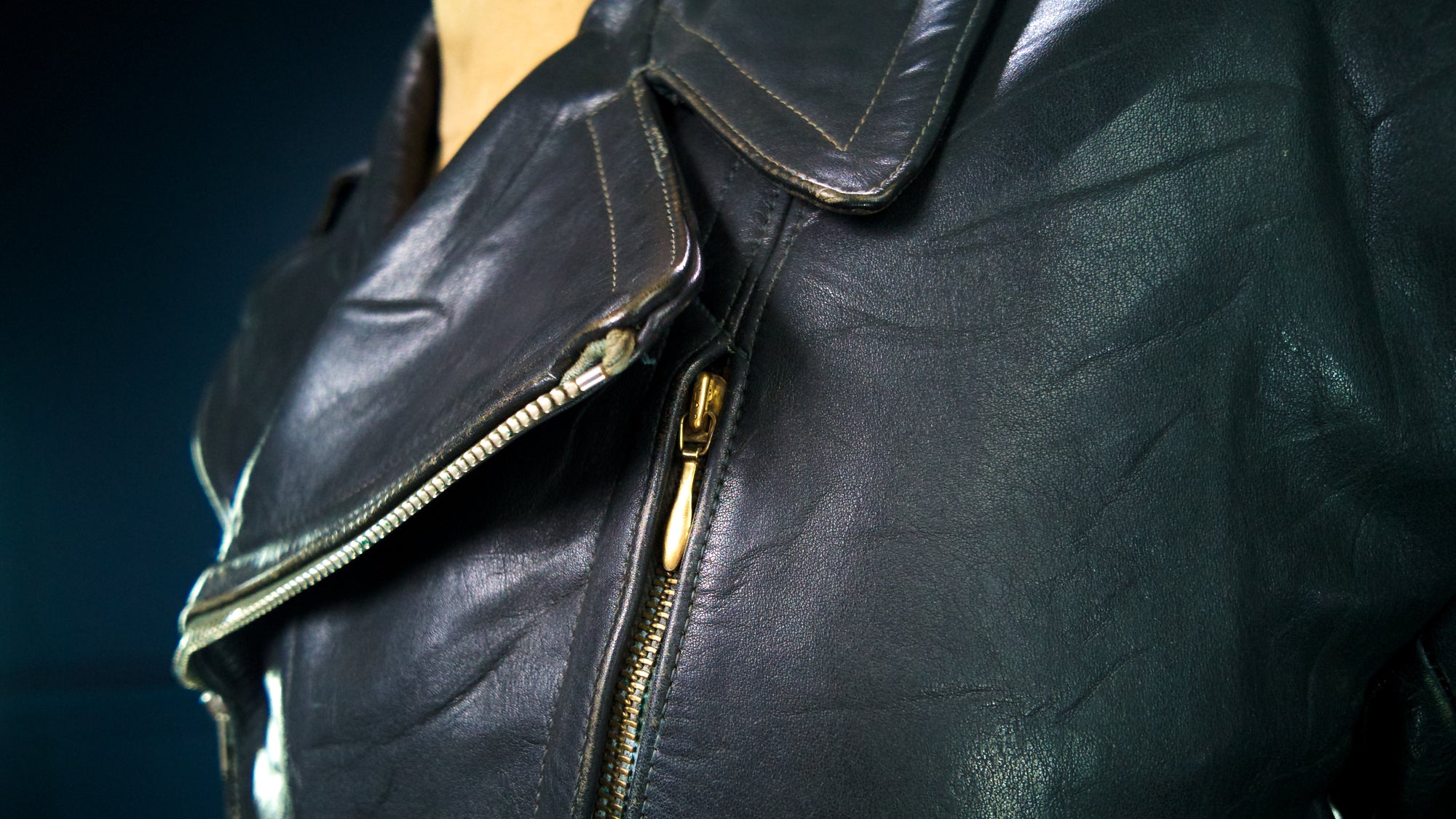 Vintage 1940s WW2 German Horsehide Biker Motorcycle Dispatch Leather Jacket “M"