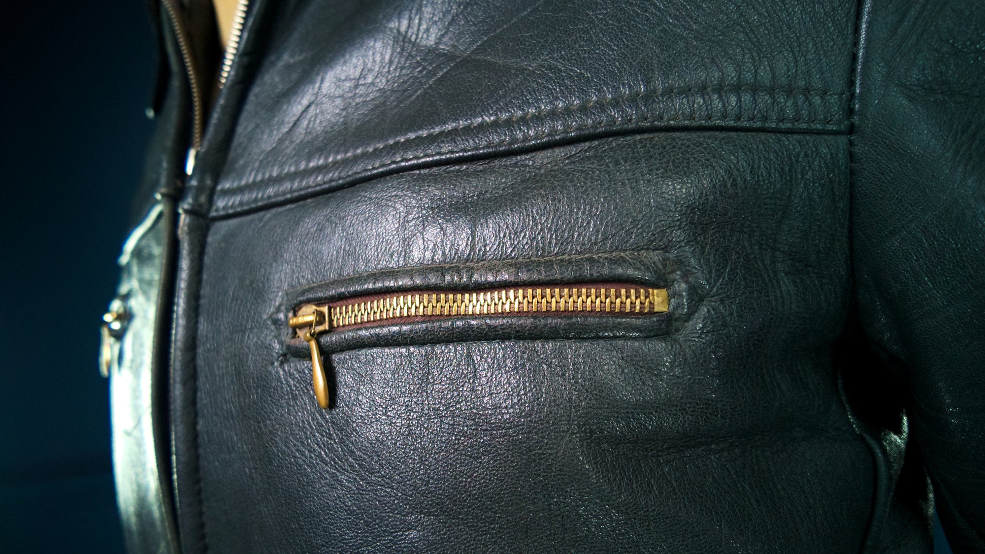 Vintage 1940s German Goatskin Cold War Biker Worker Rider Leather Jacket “M”