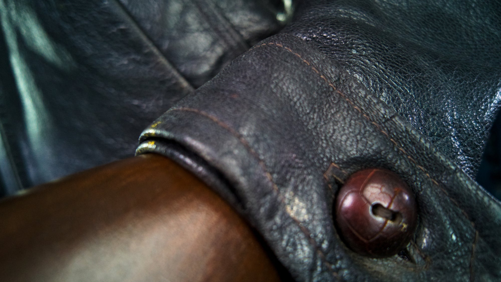 Vintage 1940s Dala Cold War Goatskin Biker Worker Highwayman Leather Jacket “M”