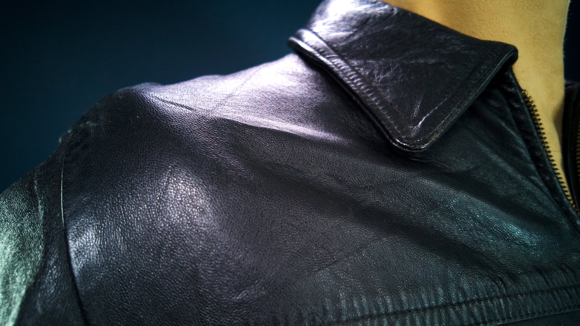 Vintage 1960s French Brown Sheepskin Biker Worker Motorcyle Leather Jacket “M”