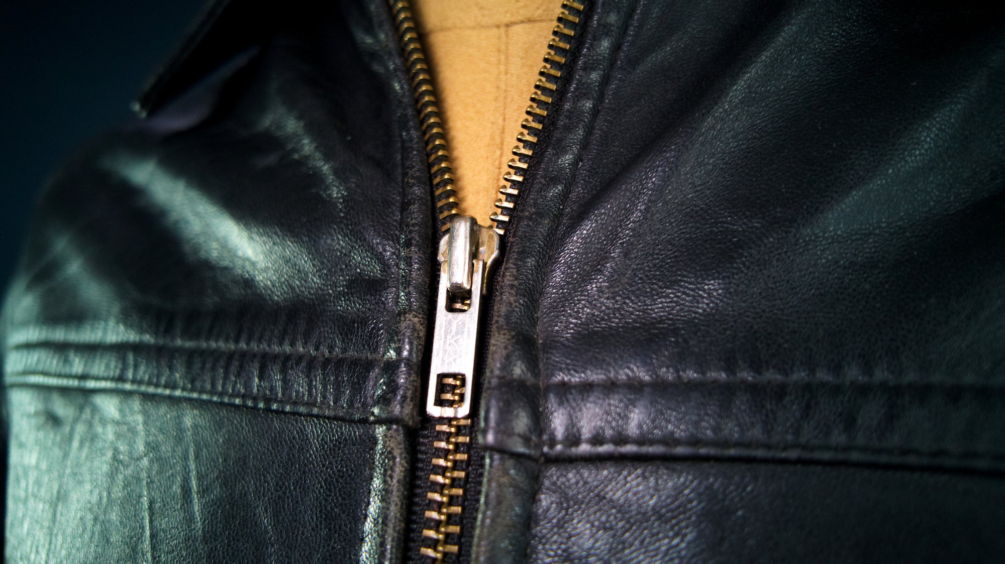 Vintage 1960s French Brown Sheepskin Biker Worker Motorcyle Leather Jacket “M”