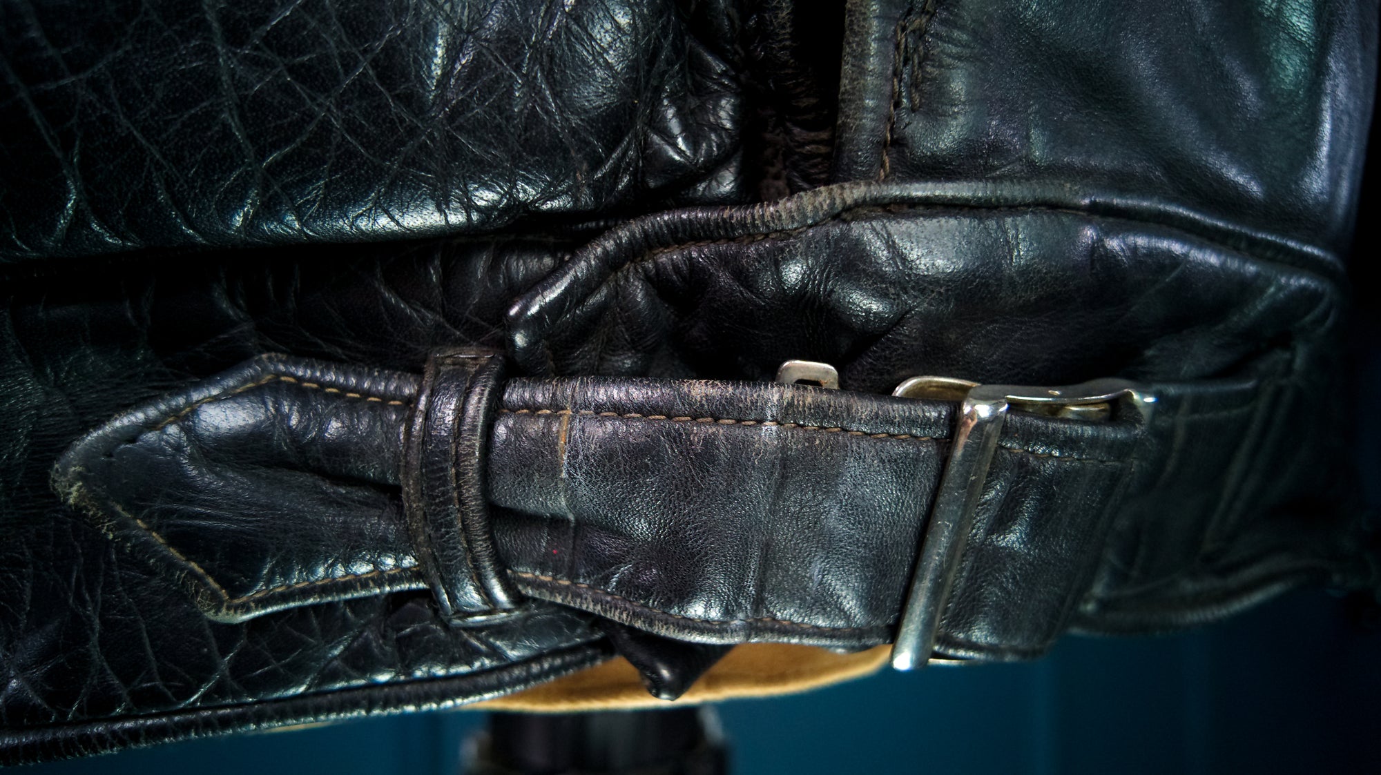 Vintage 1940s Cold War Horsehide Police Biker Patrol Leather Jacket “L