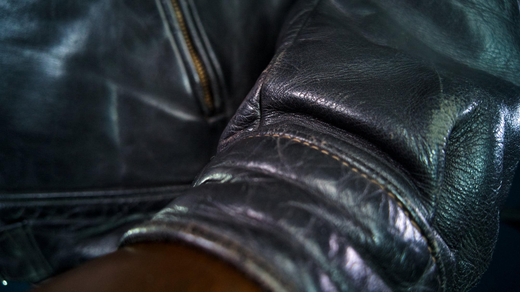 Vintage 1940s Cold War Horsehide Police Biker Patrol Leather Jacket “L