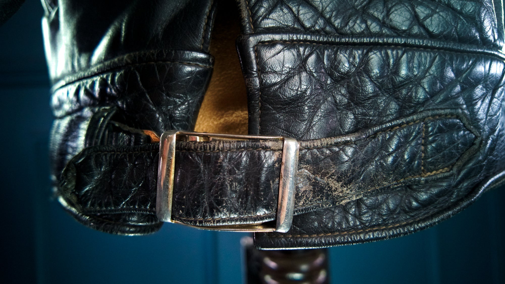 Vintage 1940s Cold War Horsehide Police Biker Patrol Leather Jacket “L