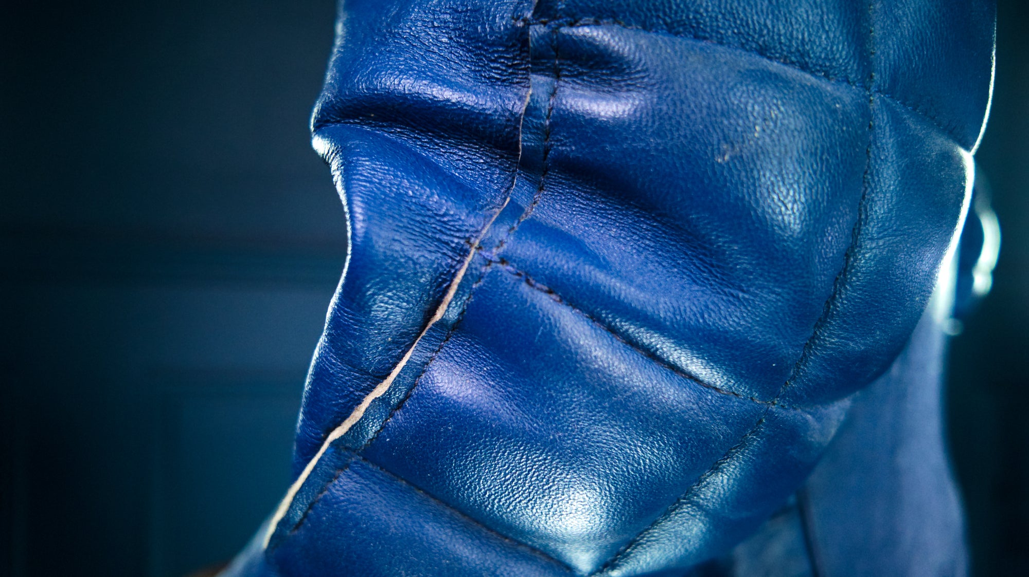 Vintage 1970s TT Leathers British Sheepskin Blue Racer Biker Leather Jacket “M”