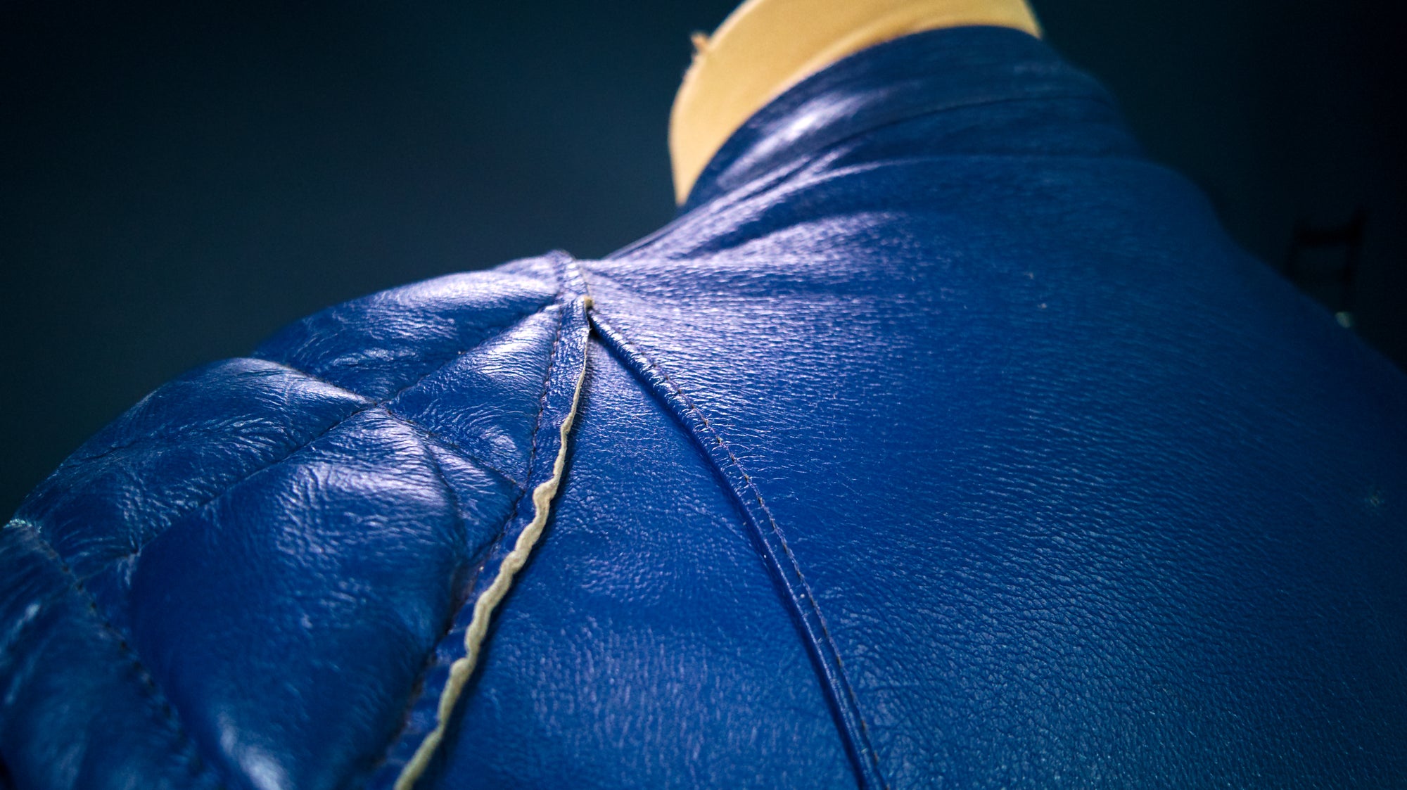 Vintage 1970s TT Leathers British Sheepskin Blue Racer Biker Leather Jacket “M”